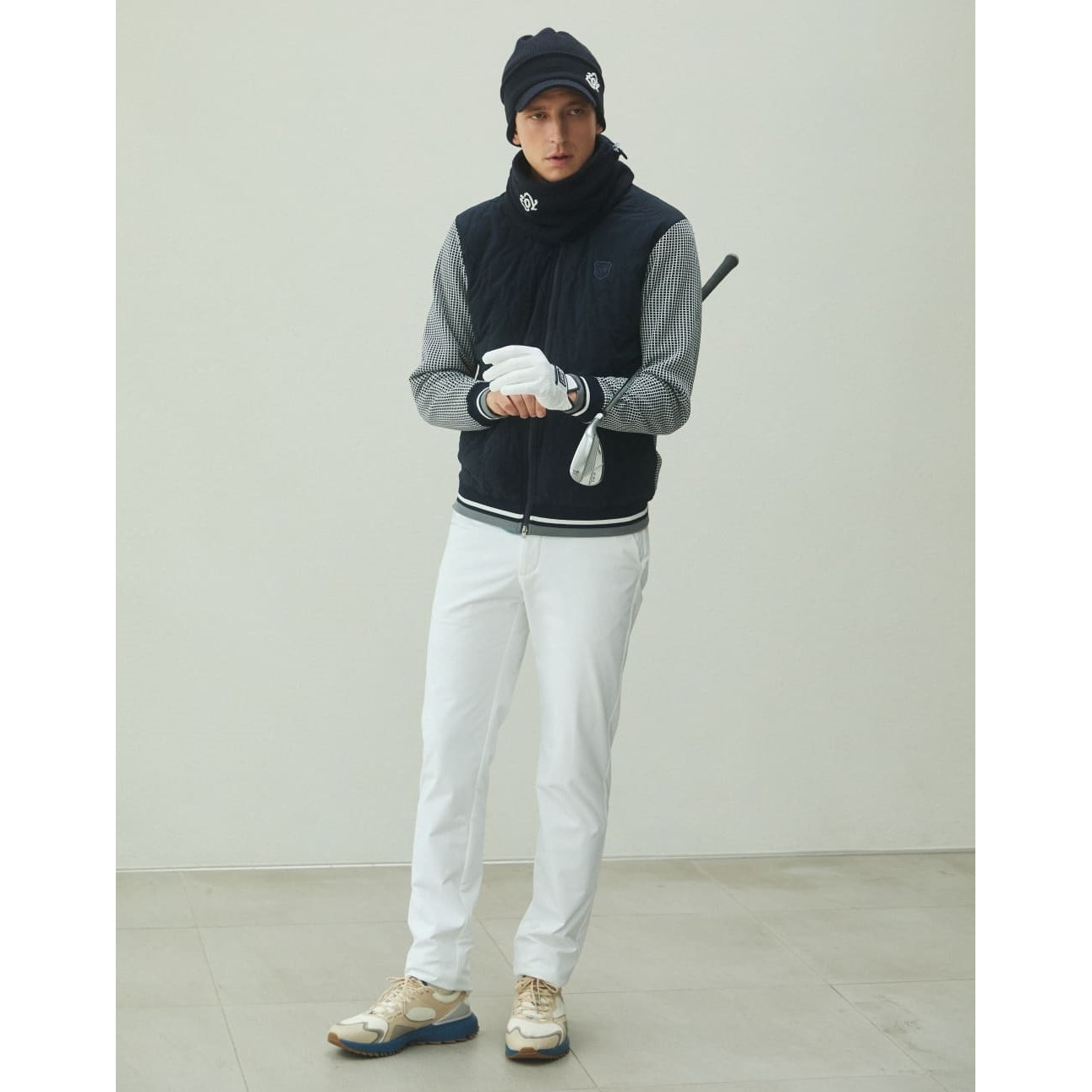 Men's 4-Way Stretch Recycled PL x Back Fleece Long Pants, White