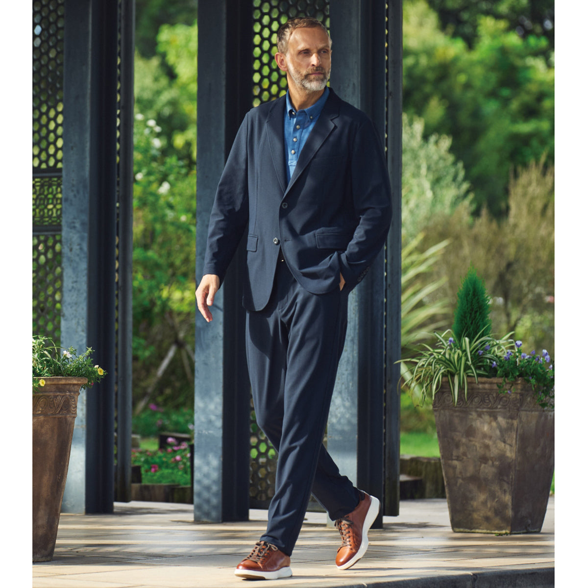 MEN TRICOT AIR MESH ジャケット ネイビー