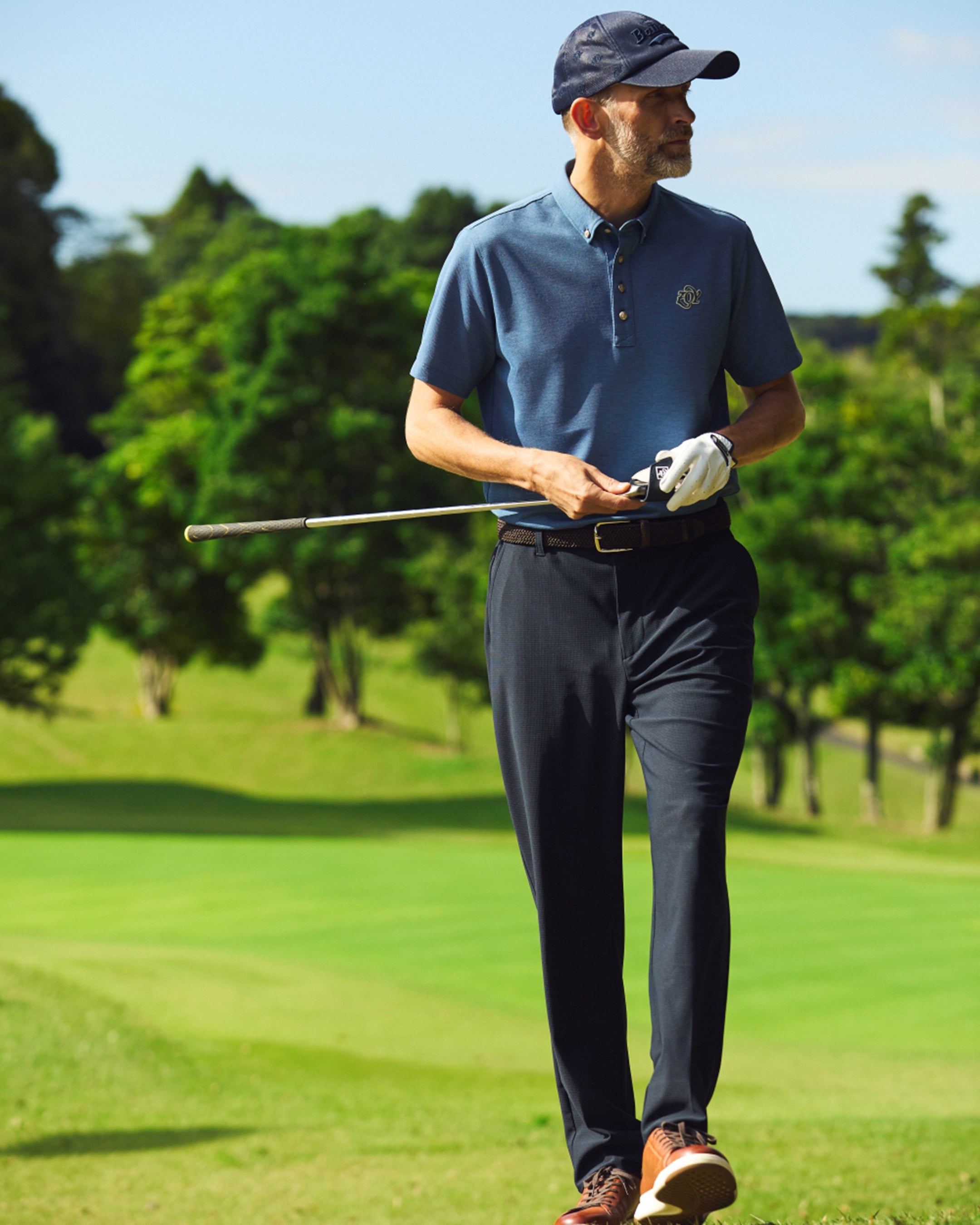 MEN 鹿の子ジャージー 半袖シャツ フェードインディゴ