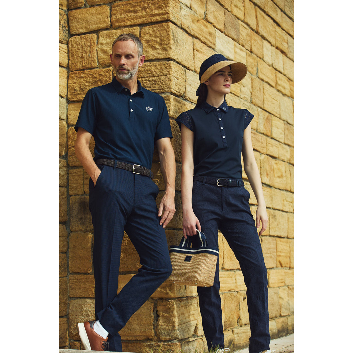 WOMEN ストレッチフラワーJQ ロングパンツ ネイビー