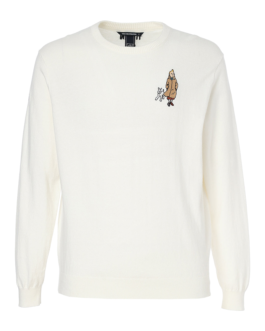 【 TINTIN × ZOY 】MEN コットンカシミヤ天竺 長袖セーター オフホワイト