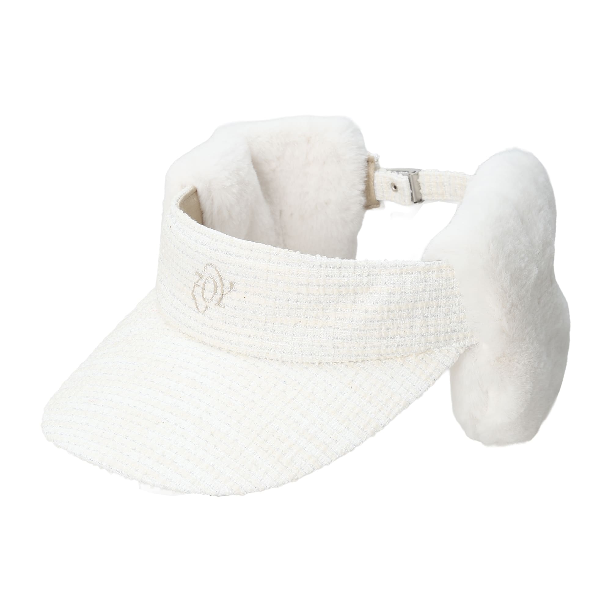 WOMEN 耳当て付きツイードバイザー ホワイト