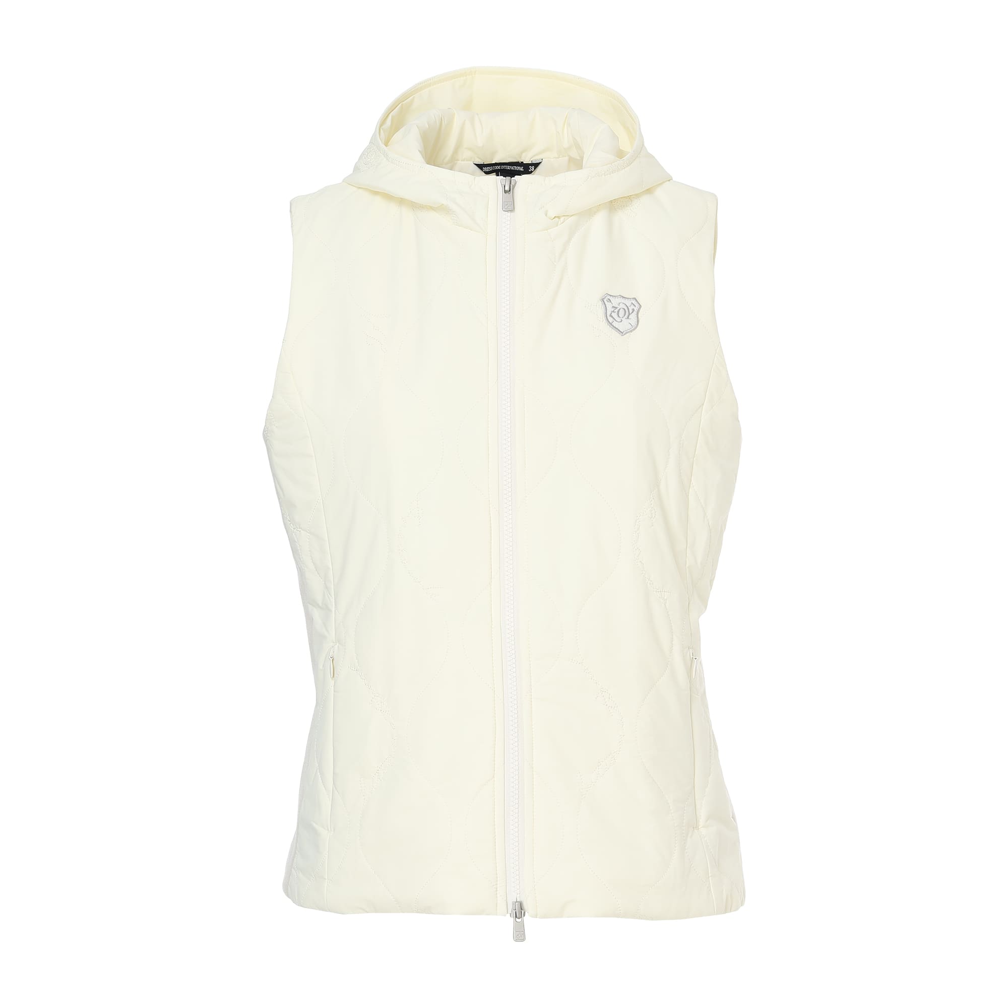 Women's Stretch Taffeta Quilted Padded Hooded Vest, Cream