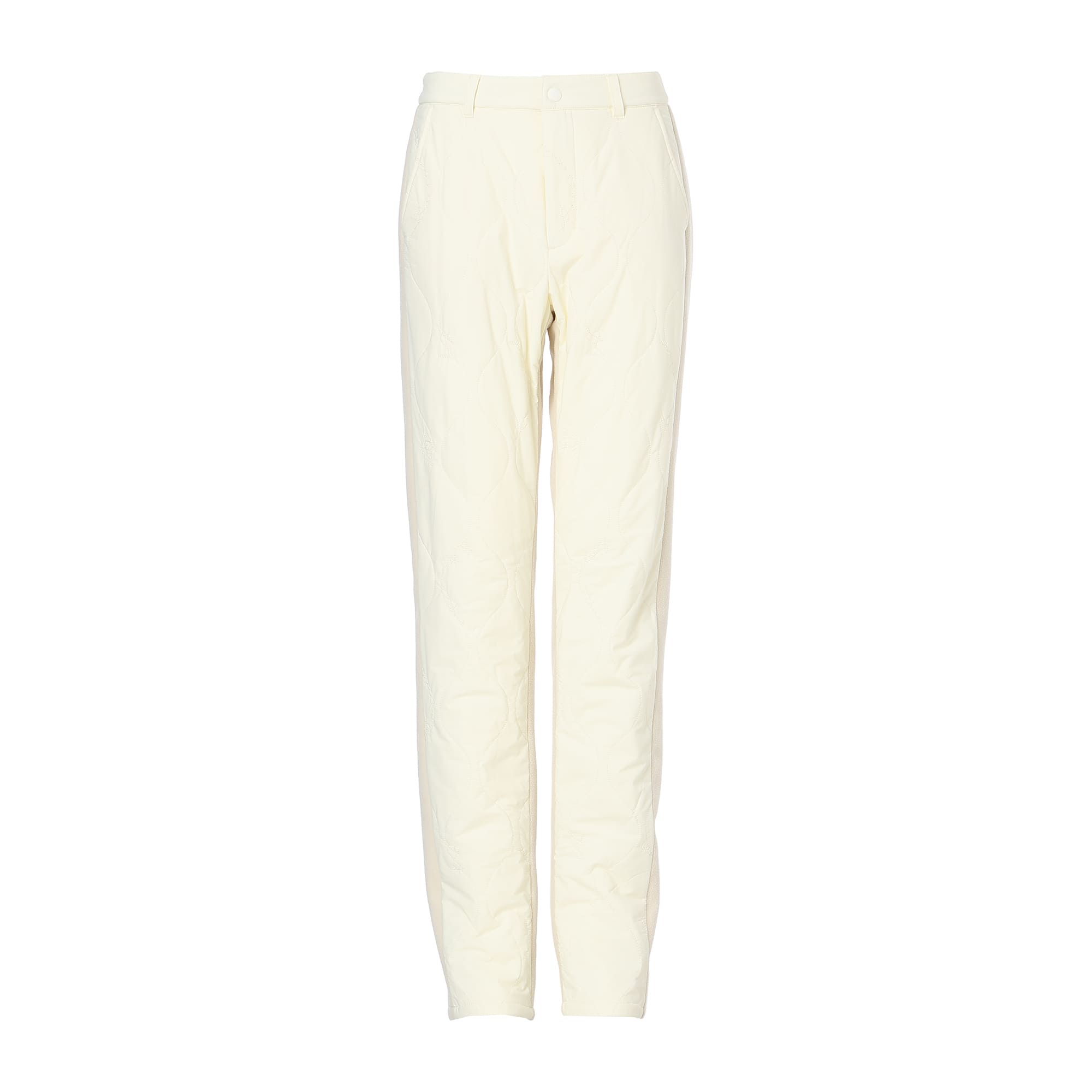 Women's Stretch Taffeta Quilted Long Pants, Cream