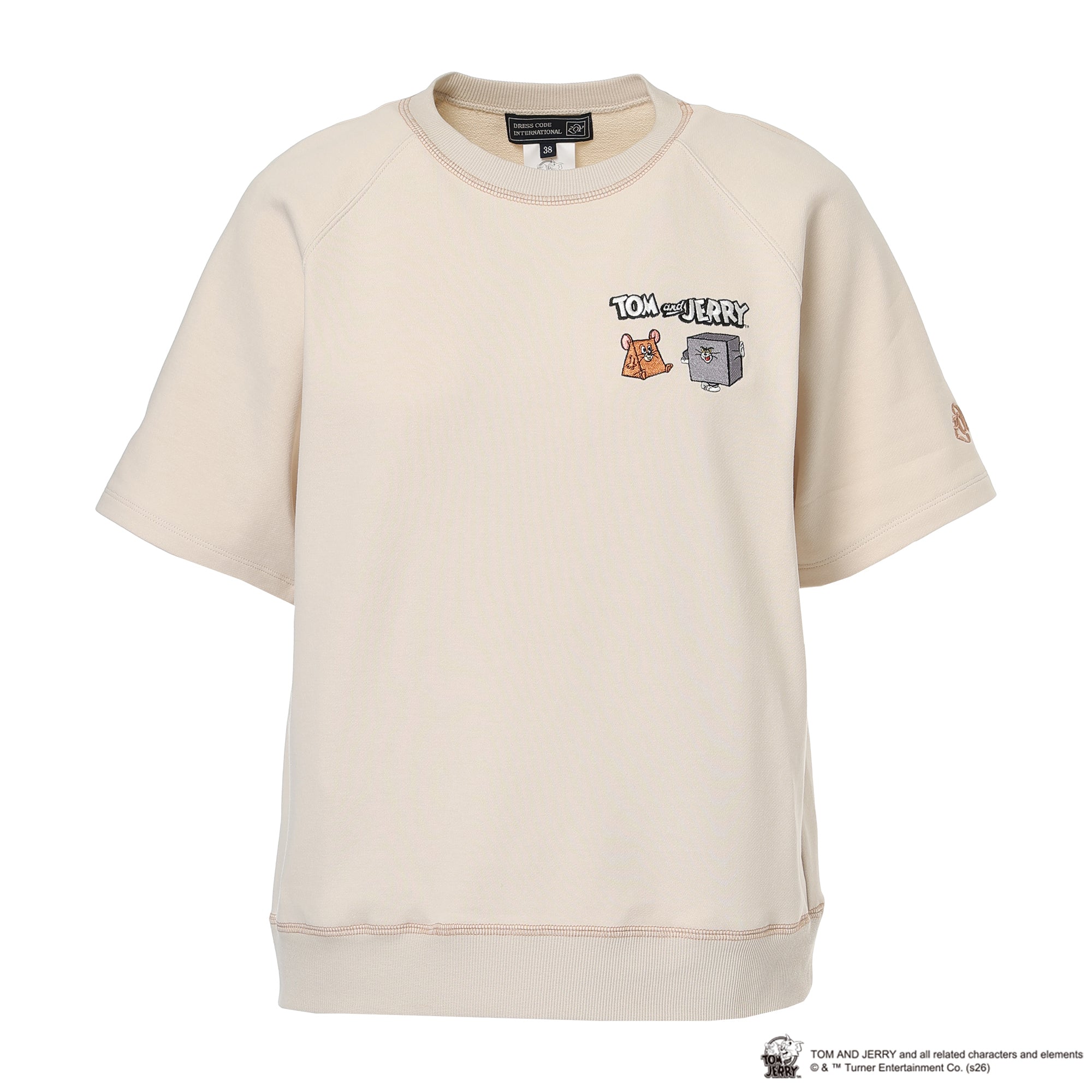 ZOY / TOM and JERRY  / WOMEN コンパクトミニ裏毛 半袖プルオーバー ベージュ