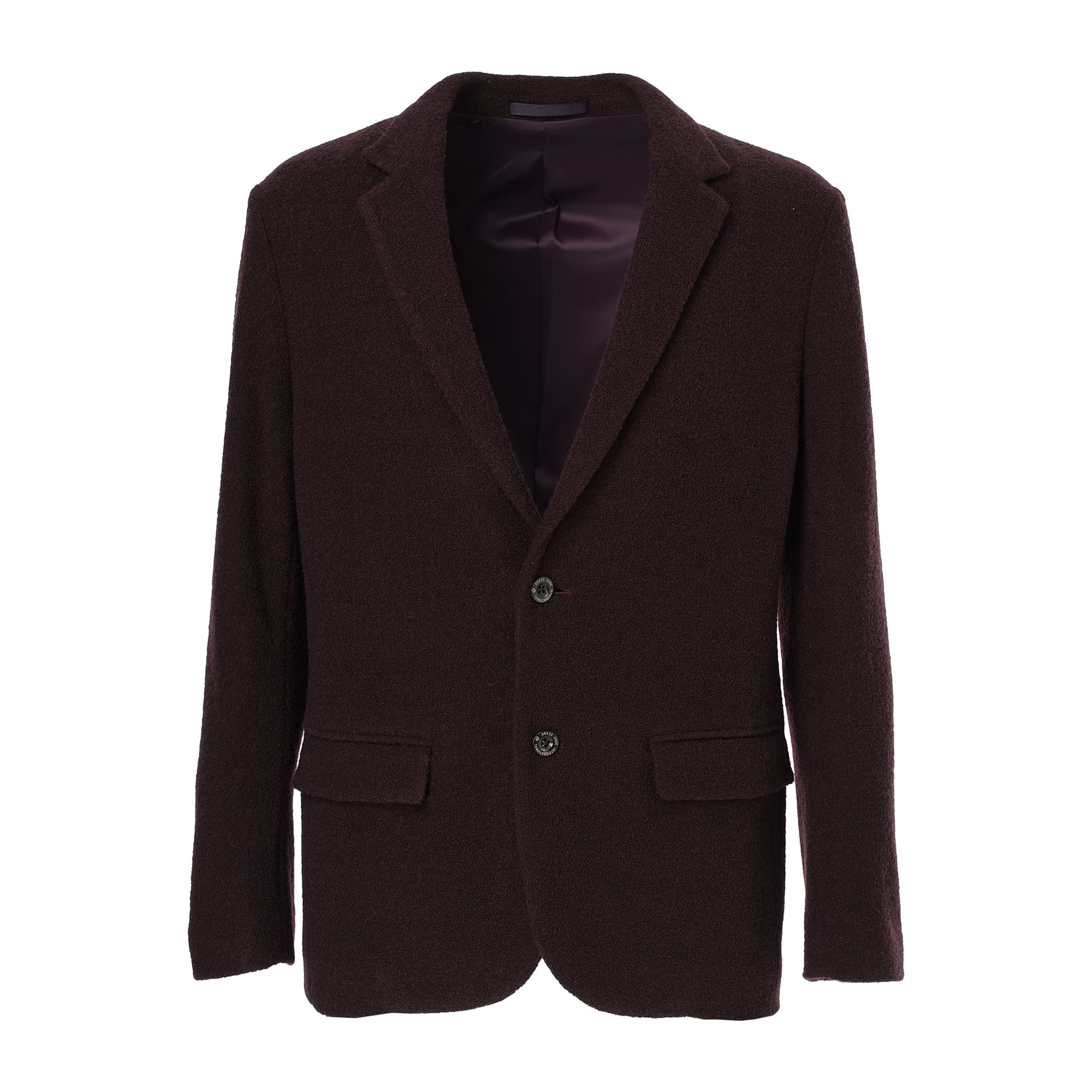 MEN WOOL RING KNIT ジャケット ボルドー