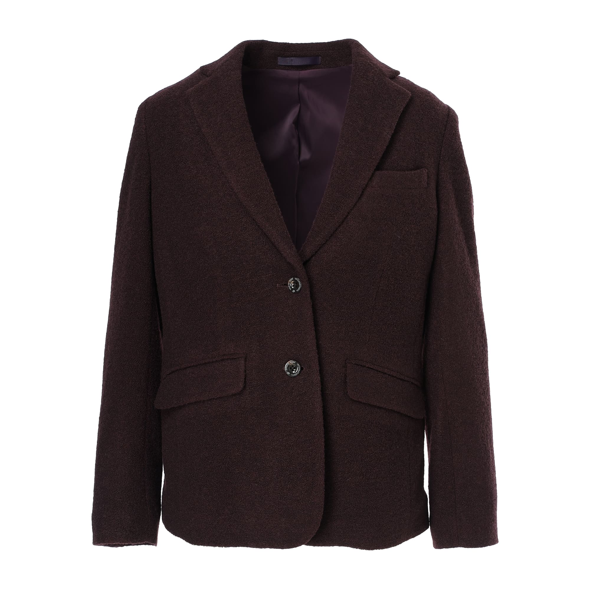 WOMEN WOOL RING KNIT ジャケット ボルドー