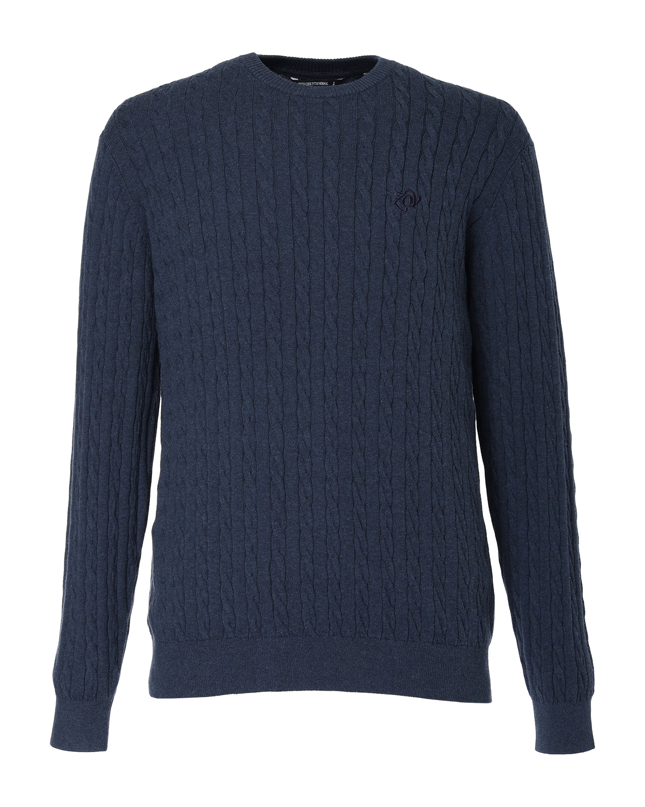 MEN ケーブルニット 長袖セーター ネイビー