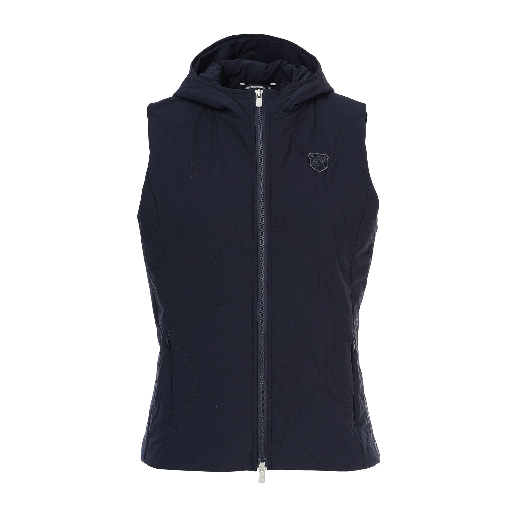 Women's Stretch Taffeta Quilted Padded Hooded Vest, Navy