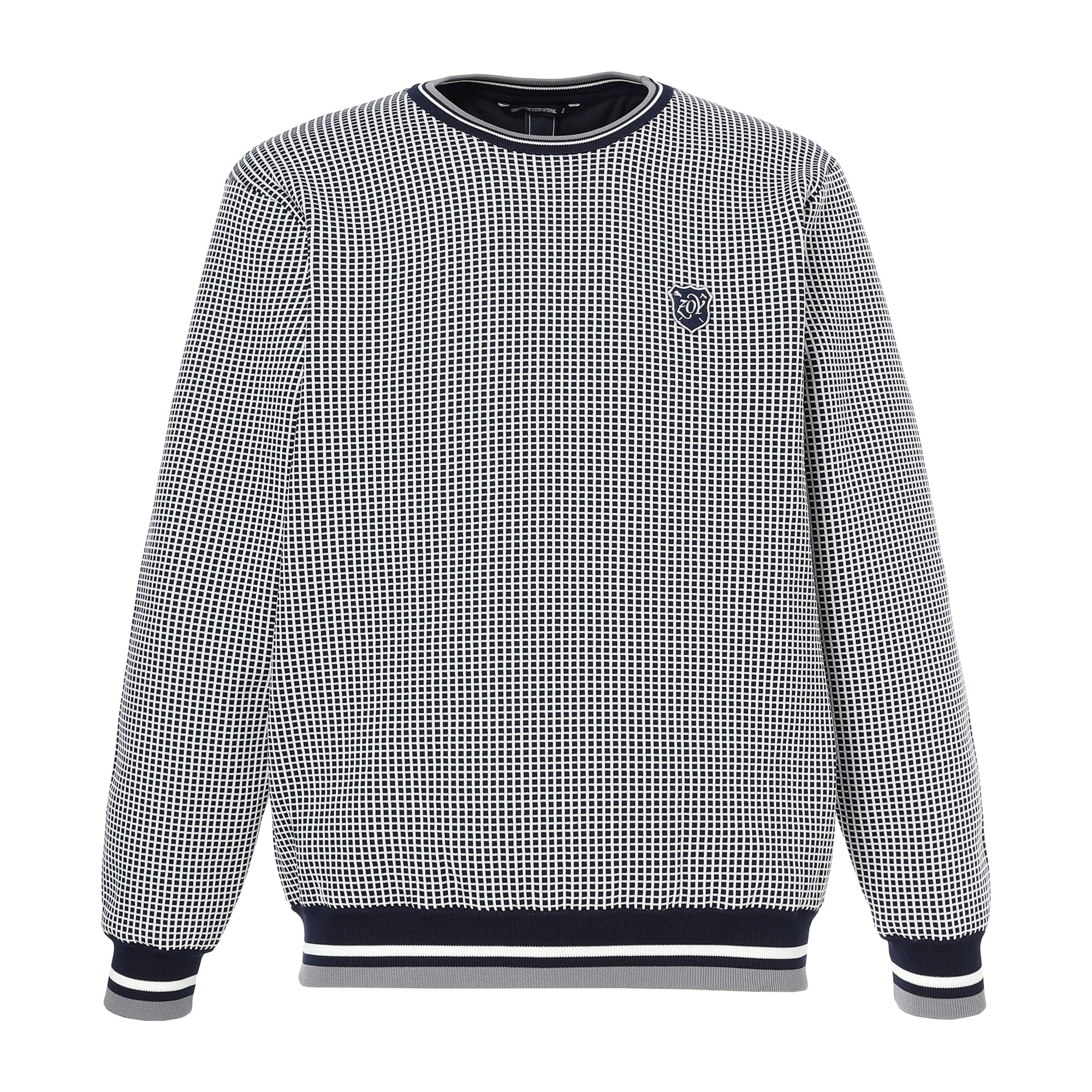 MEN グラフチェックWJQ 長袖セーター ネイビー