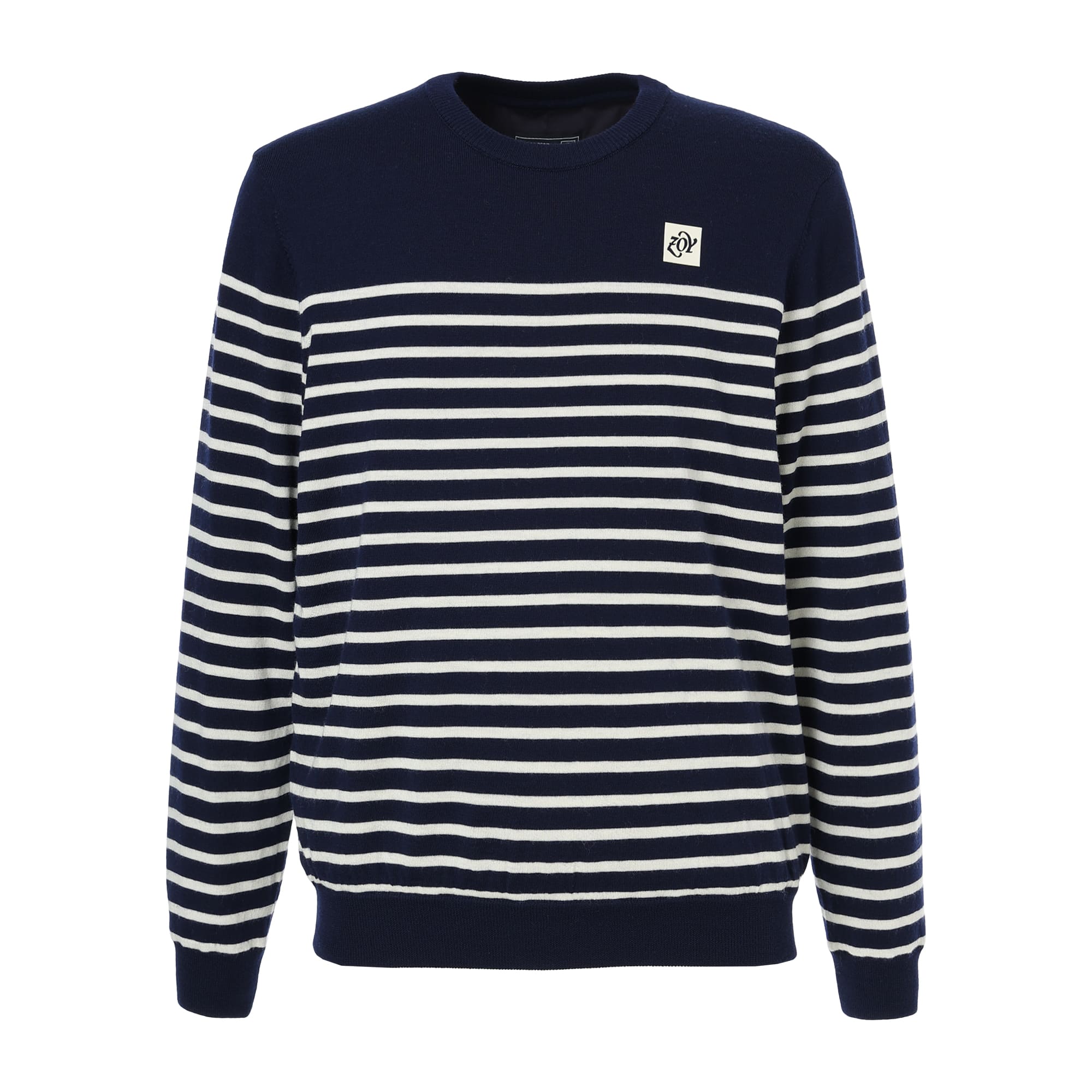 UNISEX ウォッシャブルキャッシュウール天竺 裏付きセーター ネイビー