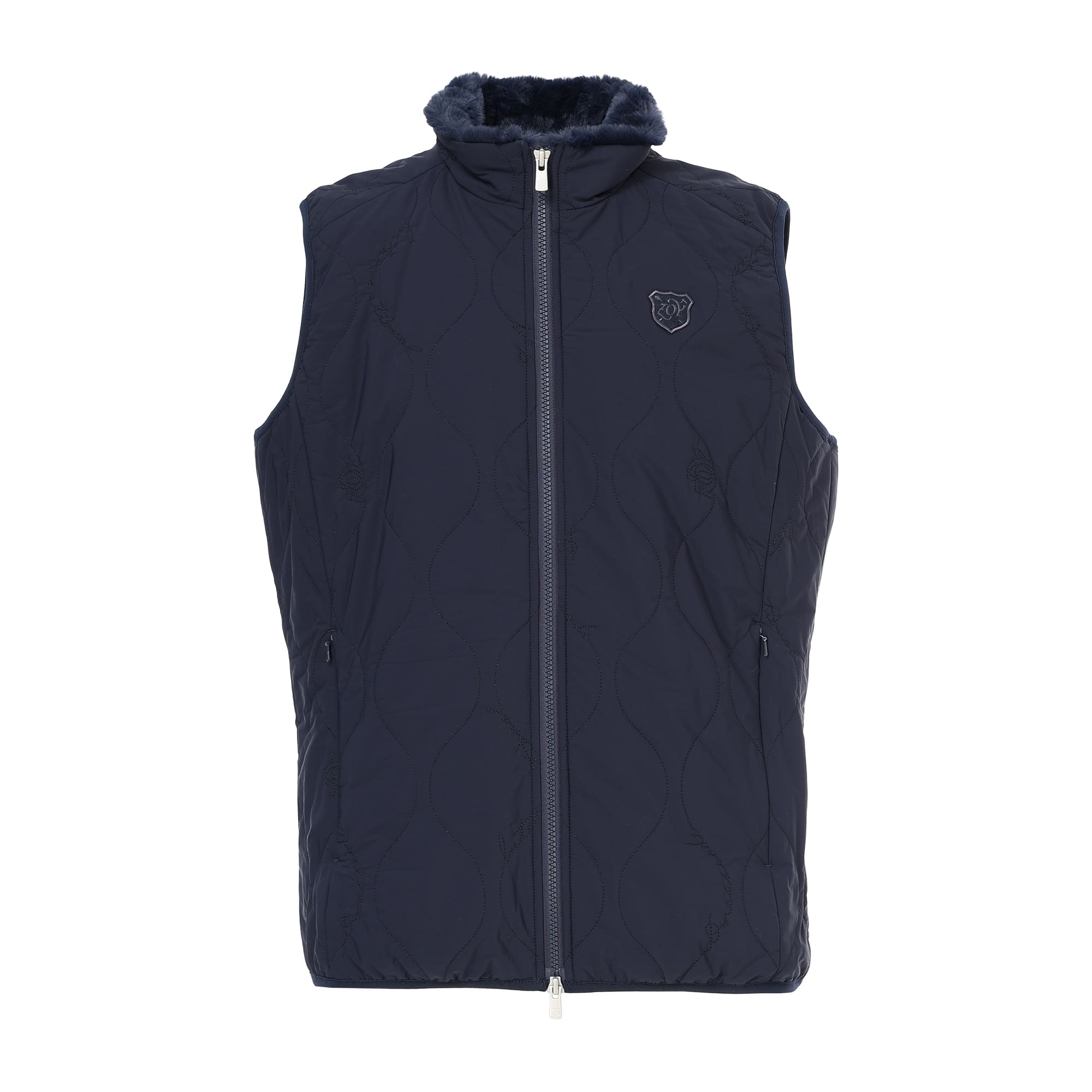 Men's Stretch Taffeta Quilted Padded Vest, Navy