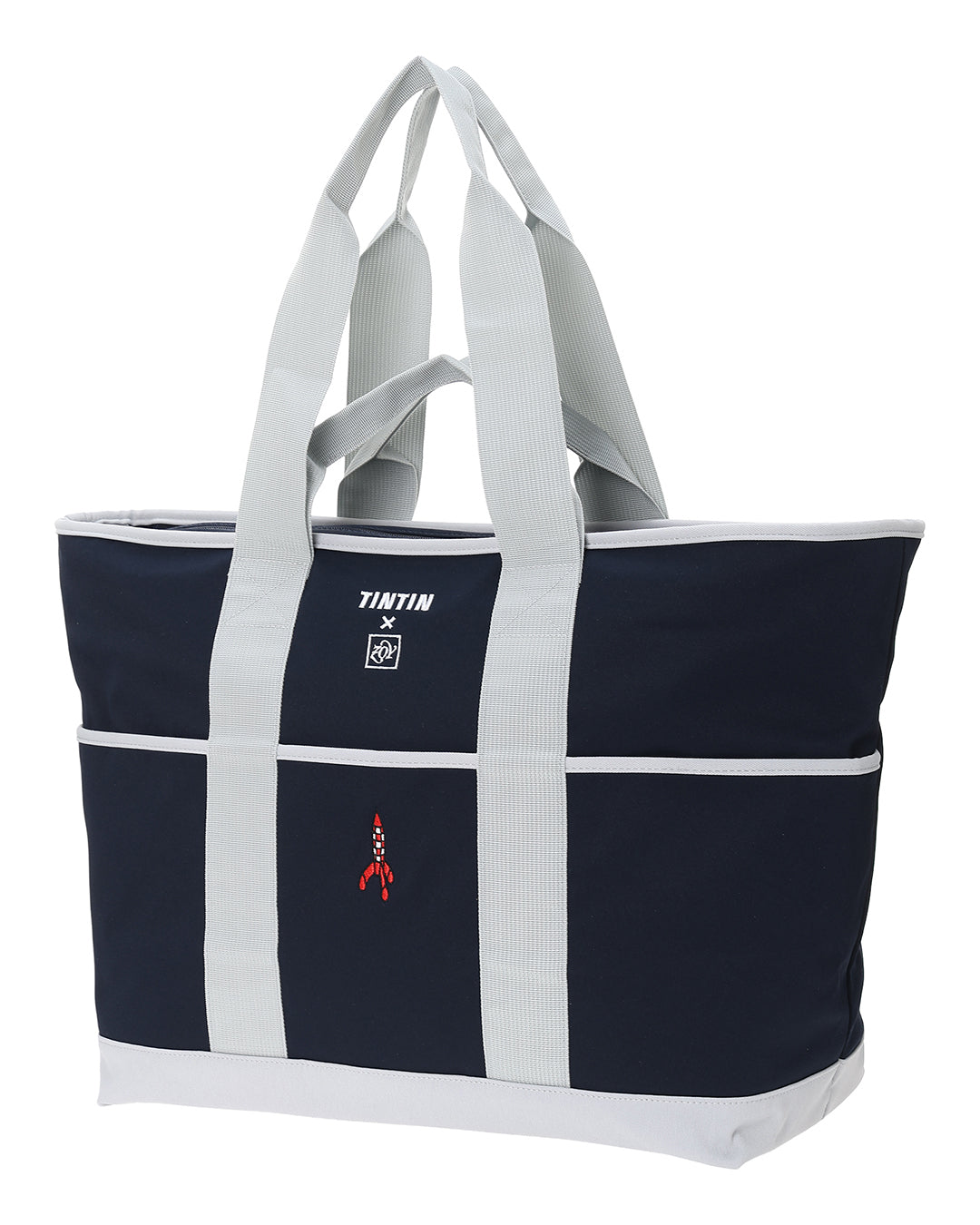 【 TINTIN × ZOY 】 UNISEX ツイルビッグトートバッグ ネイビー