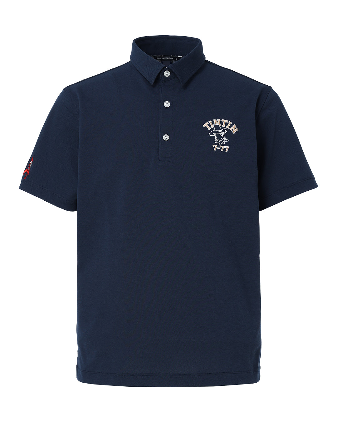 【 TINTIN × ZOY 】MEN リサイクルクアトロセブン 鹿の子 半袖ポロシャツ ネイビー