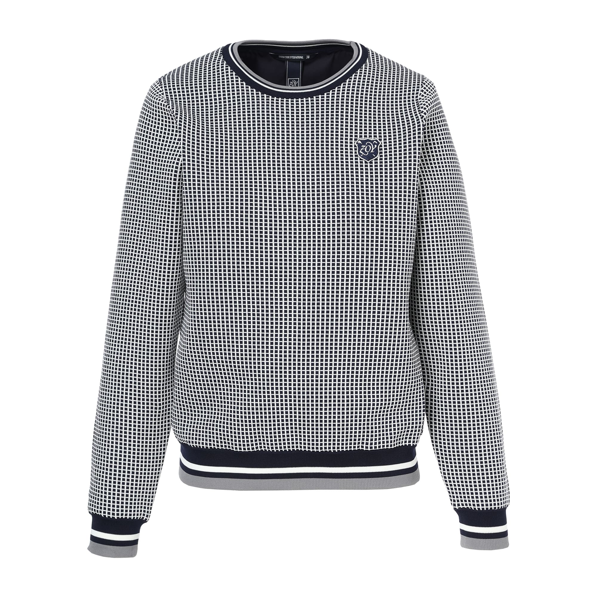 WOMEN グラフチェックWJQ 長袖セーター ネイビー