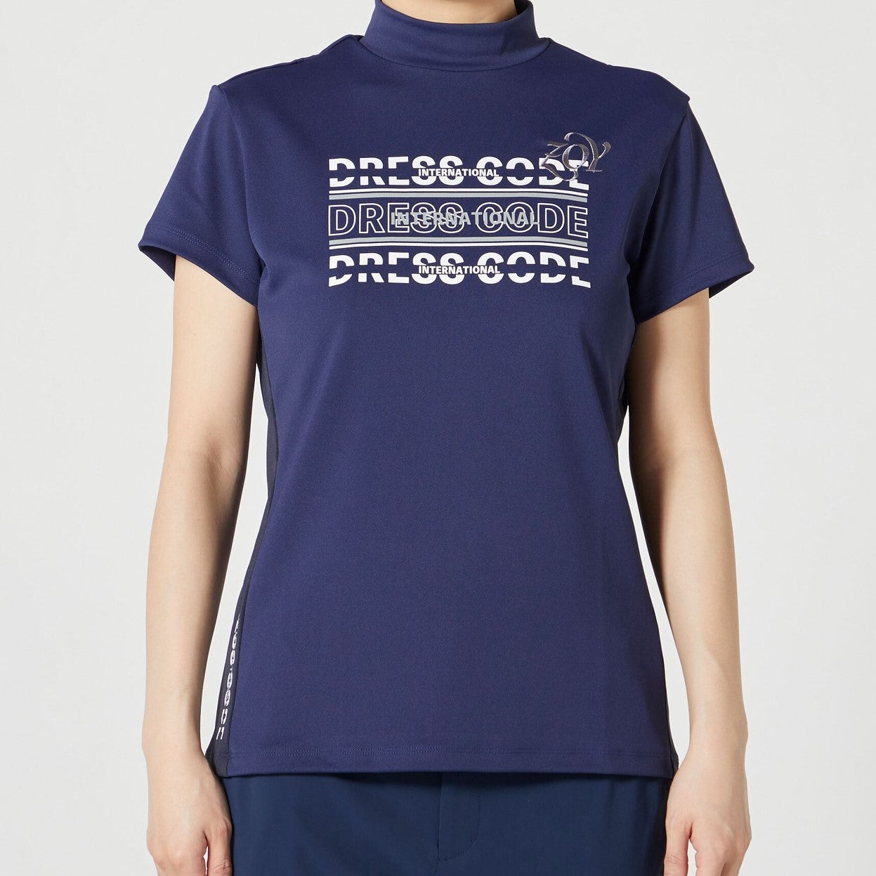 【SS】WOMEN ベアスムース 半袖モックネック ネイビー 071622000