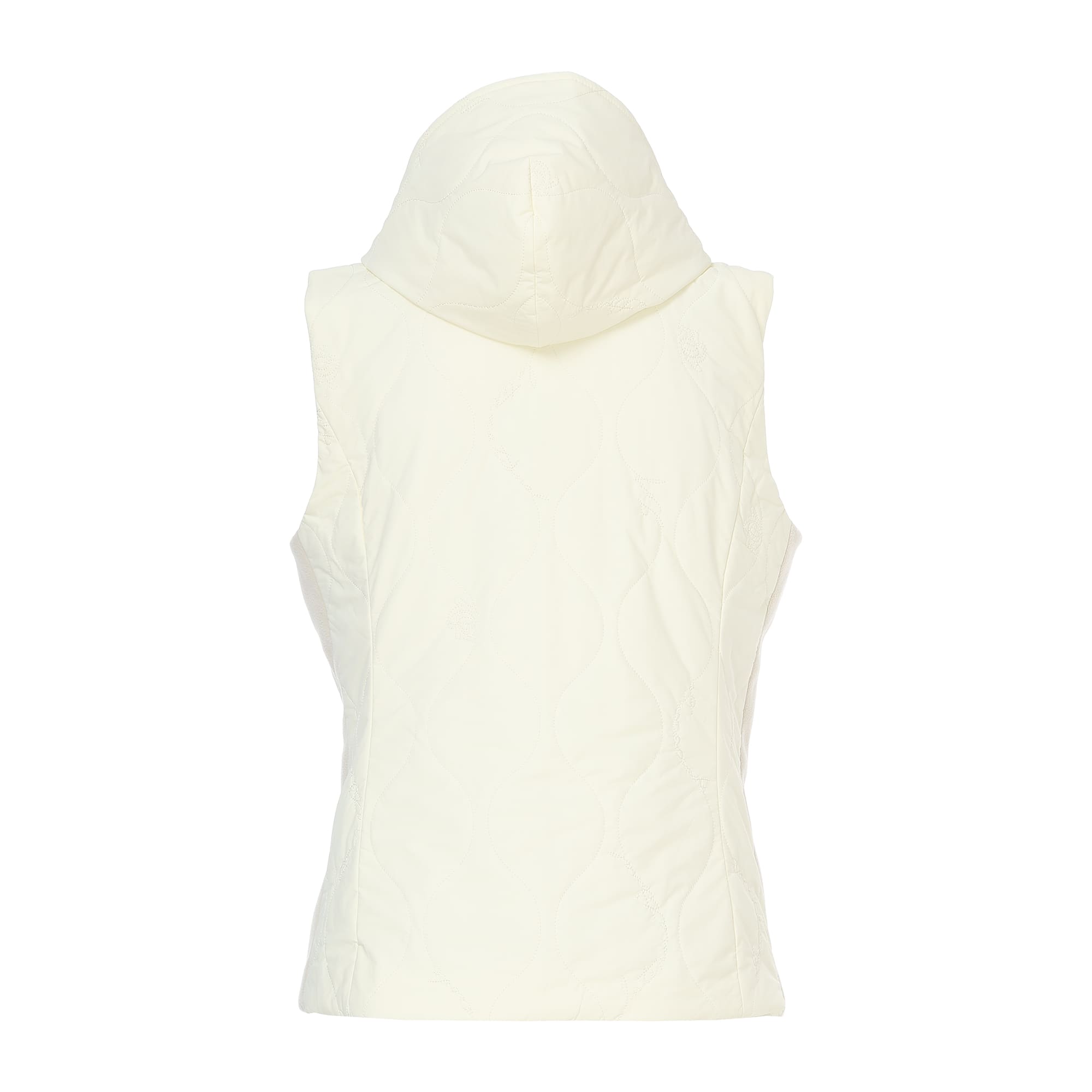 Women's Stretch Taffeta Quilted Padded Hooded Vest, Cream