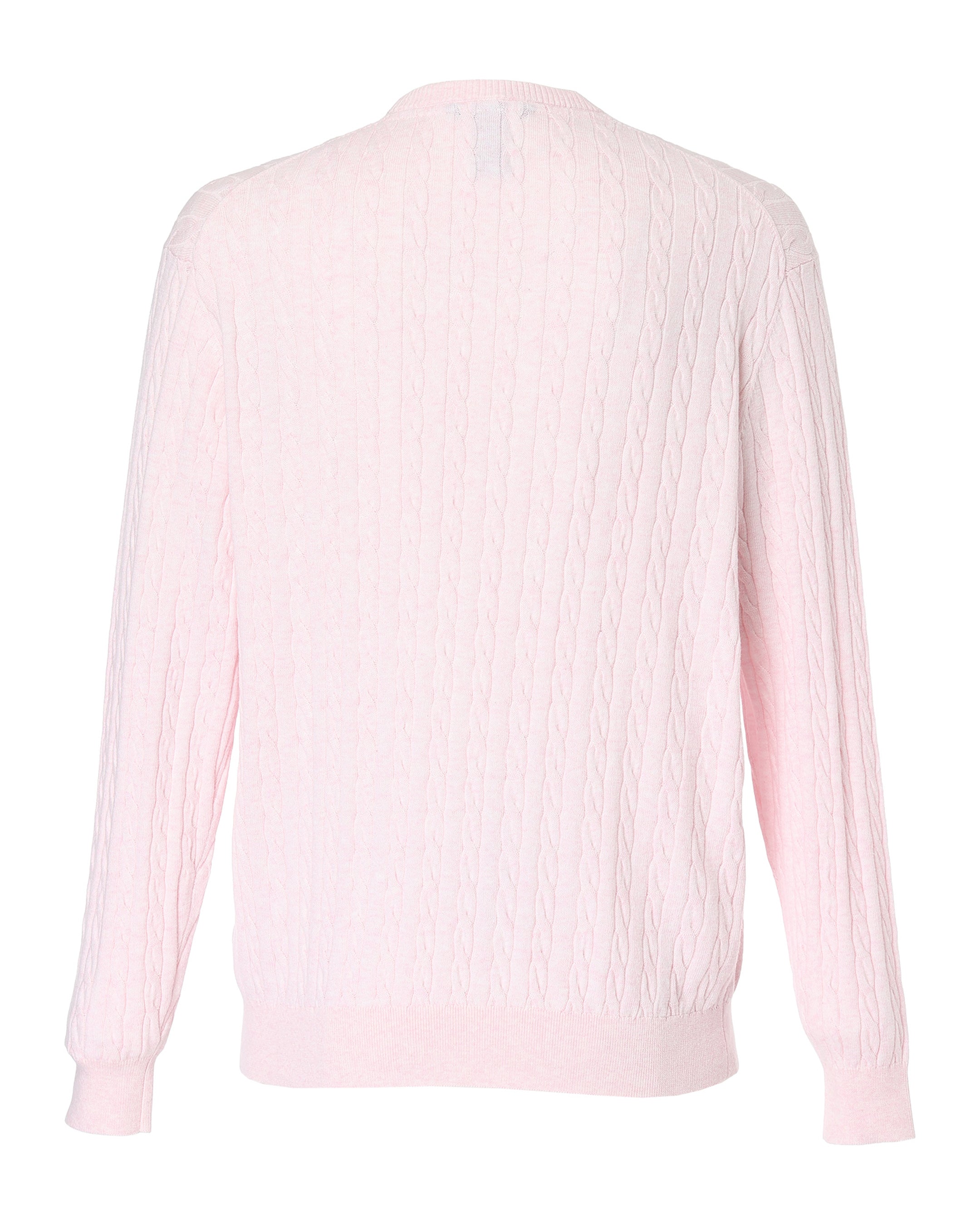 MEN ケーブルニット 長袖セーター ピンク