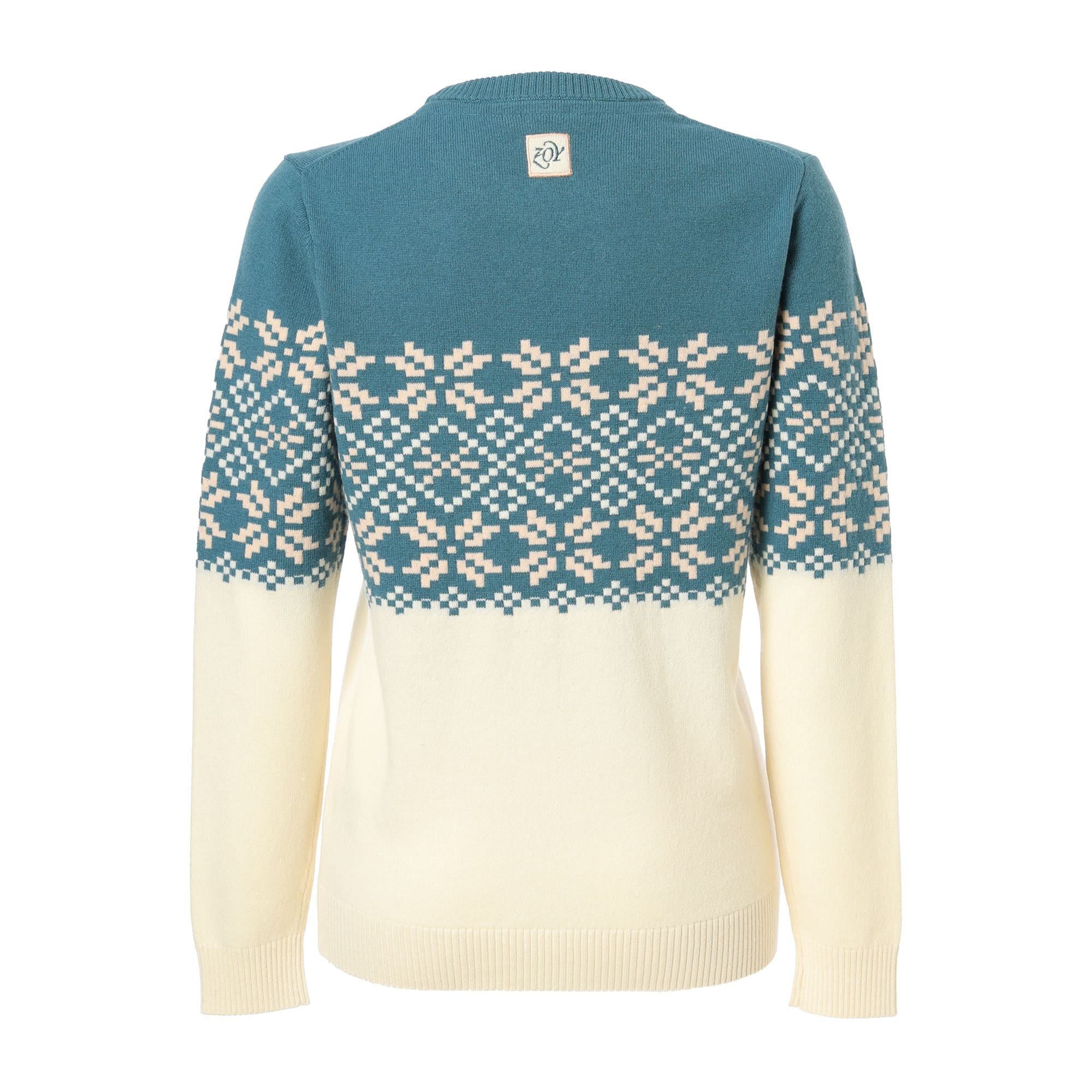 WOMEN Superfine merino wool x cashmere 長袖セーター ブルーグリーン