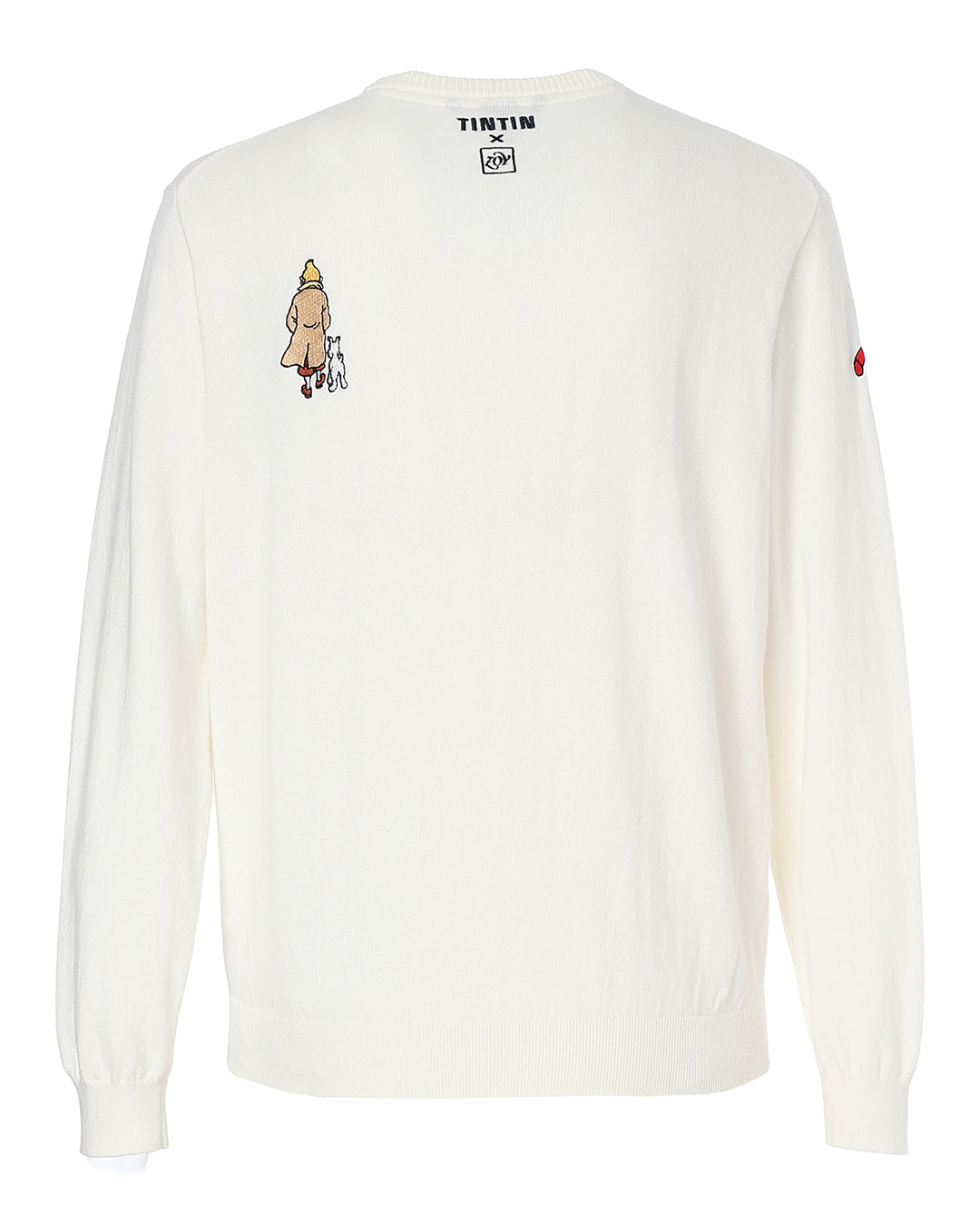 【 TINTIN × ZOY 】MEN コットンカシミヤ天竺 長袖セーター オフホワイト