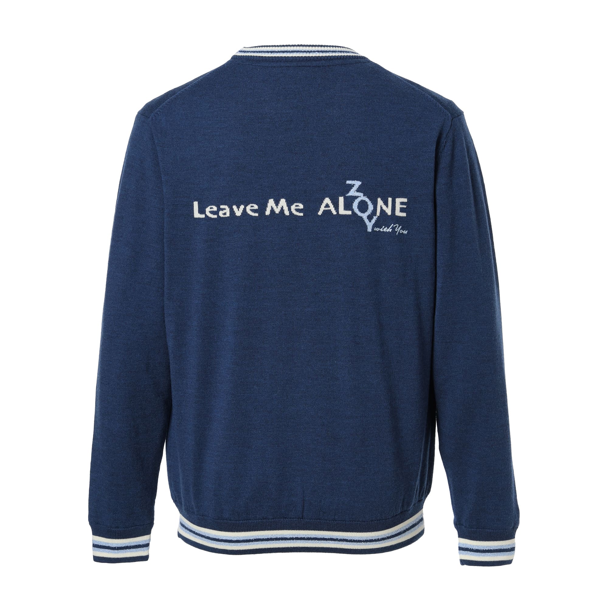 MEN CASHWOOL 長袖セーター(防風裏地付) スレイトブルー