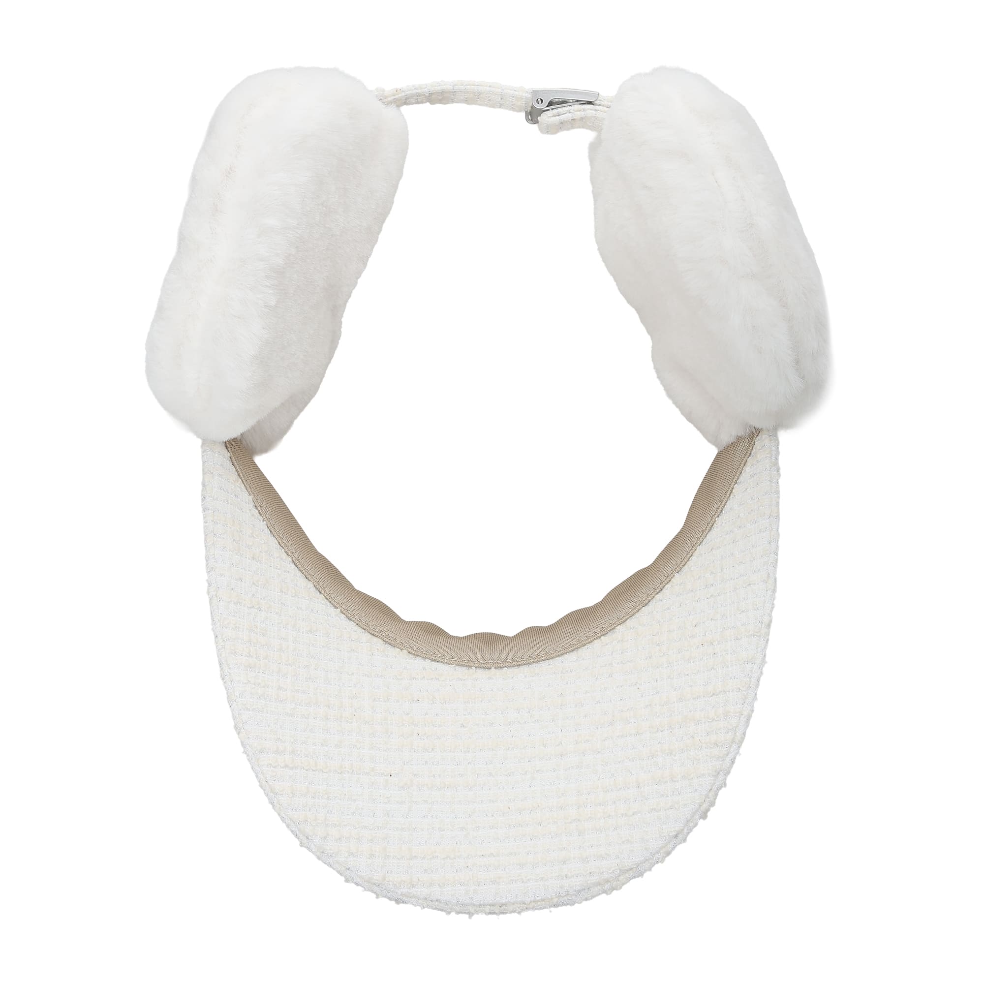 WOMEN 耳当て付きツイードバイザー ホワイト