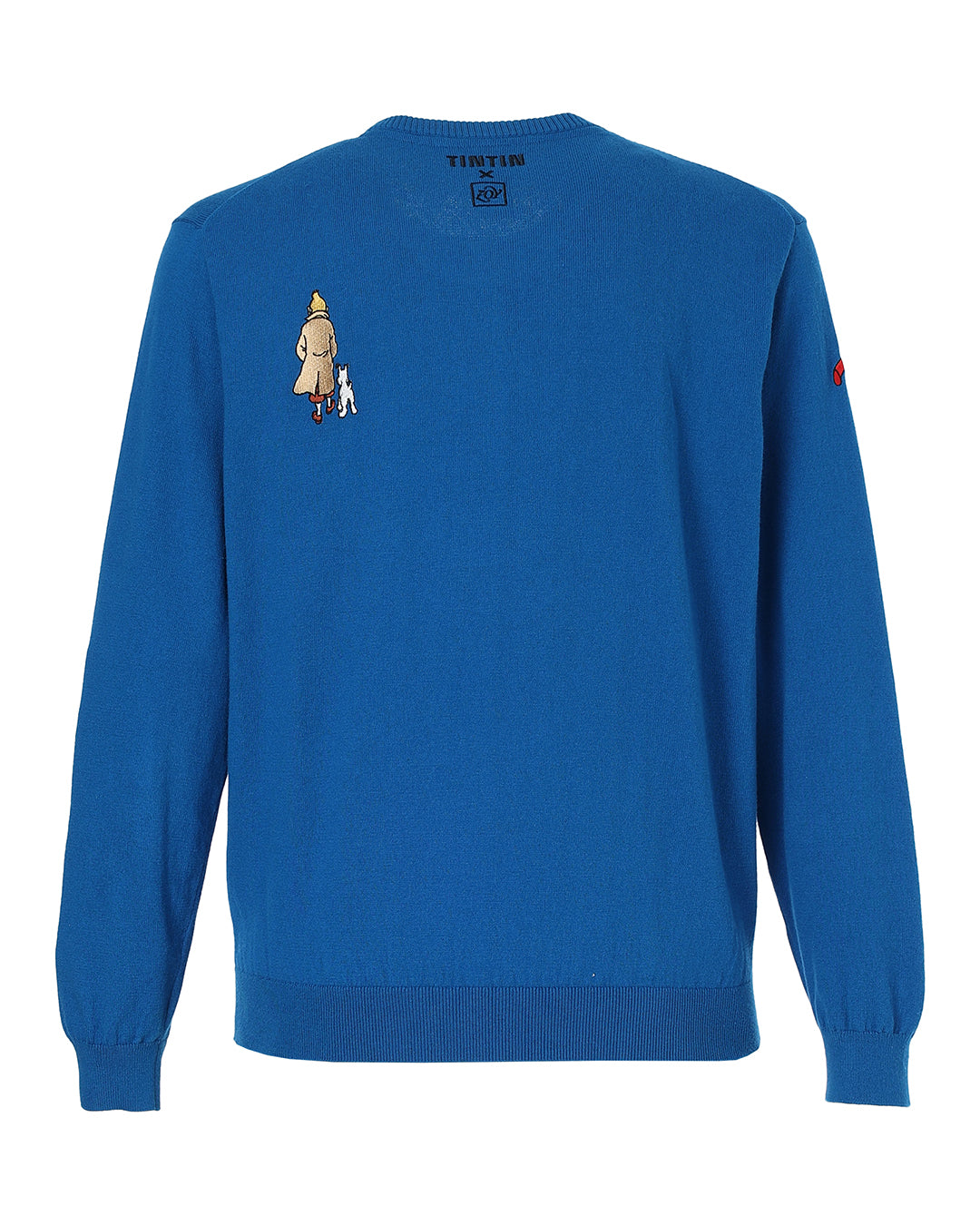 【 TINTIN × ZOY 】MEN コットンカシミヤ天竺 長袖セーター タンタンブルー