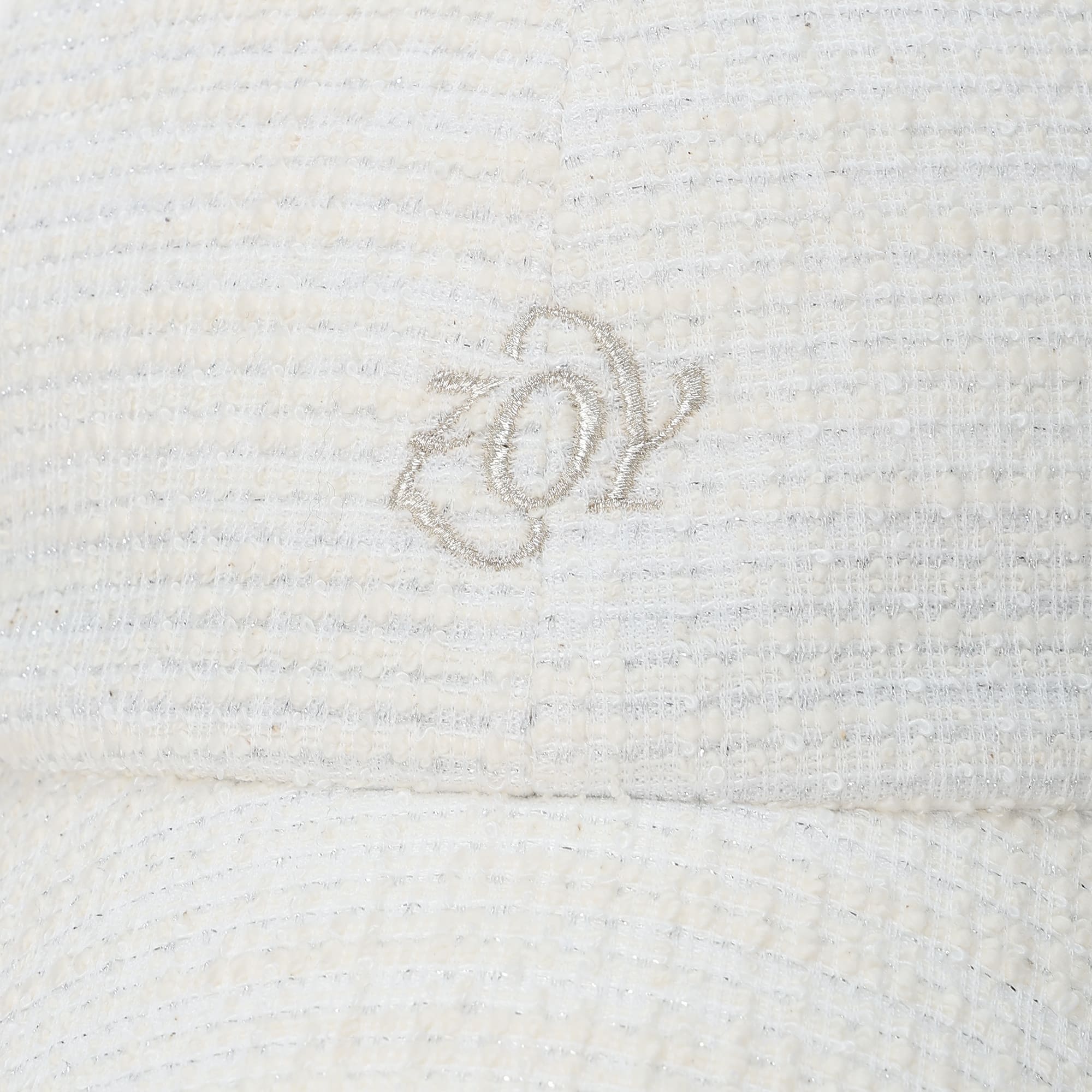 WOMEN シュシュ付きツイードキャップ ホワイト