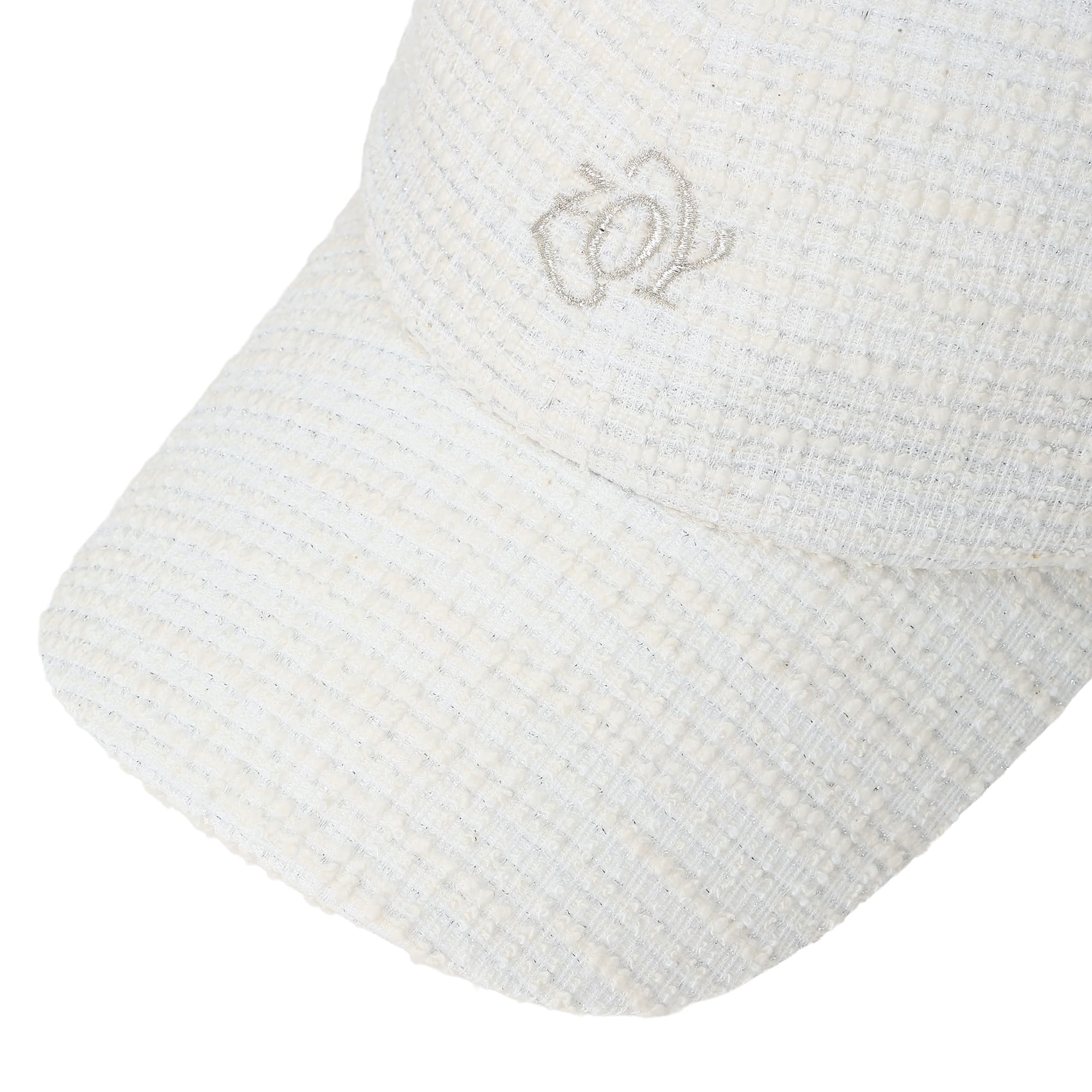 WOMEN シュシュ付きツイードキャップ ホワイト