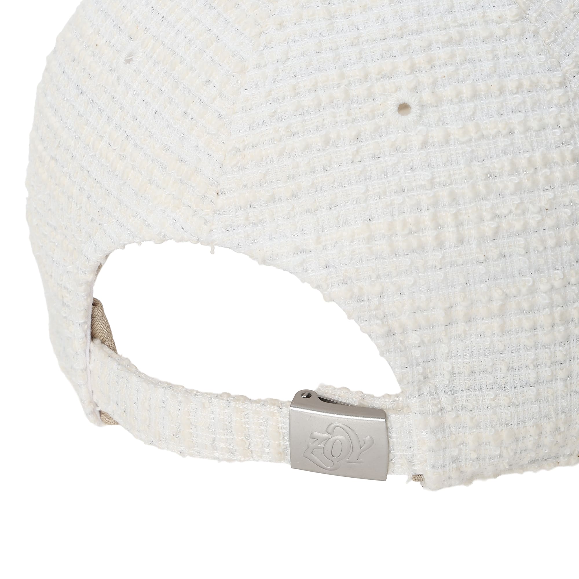 WOMEN シュシュ付きツイードキャップ ホワイト