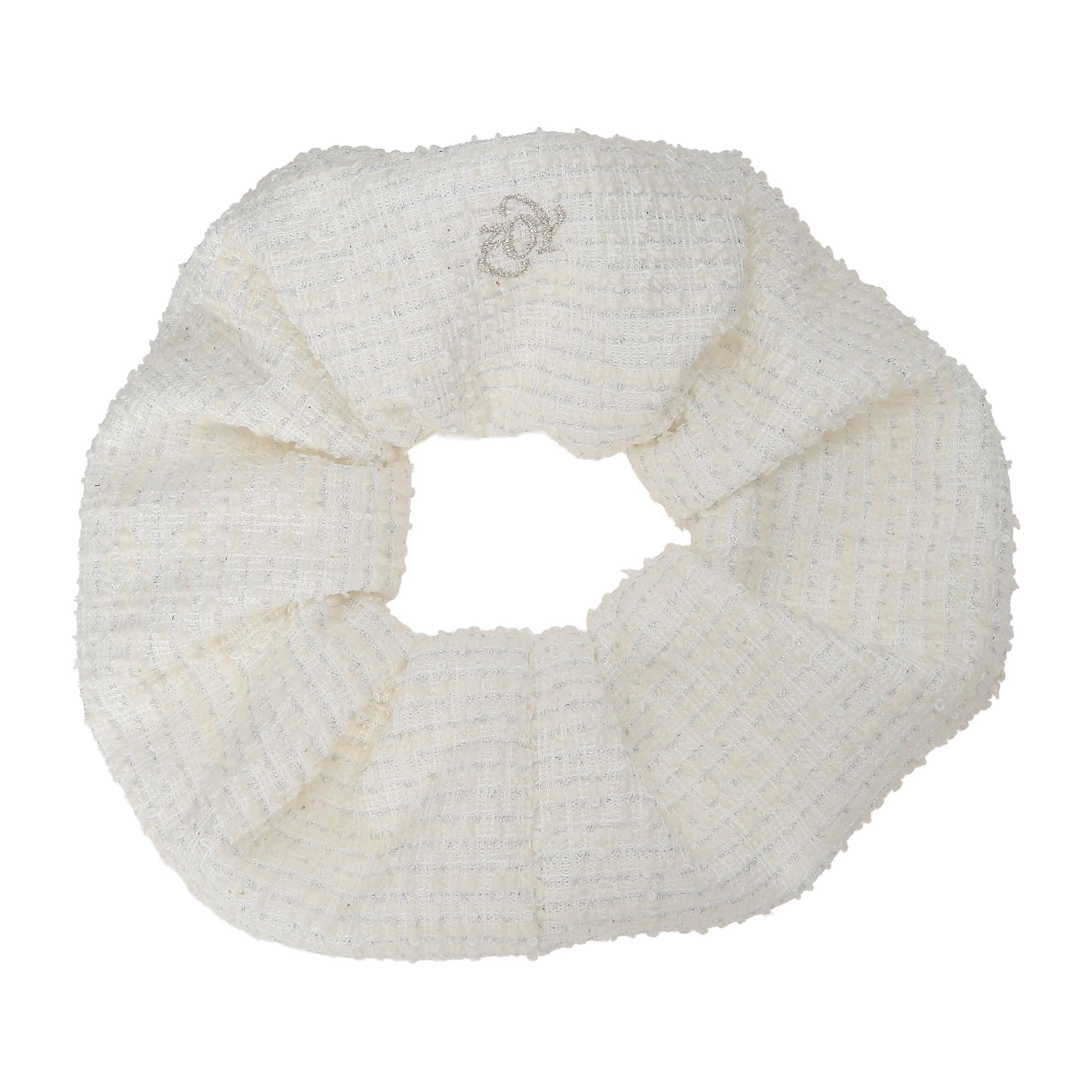 WOMEN シュシュ付きツイードキャップ ホワイト