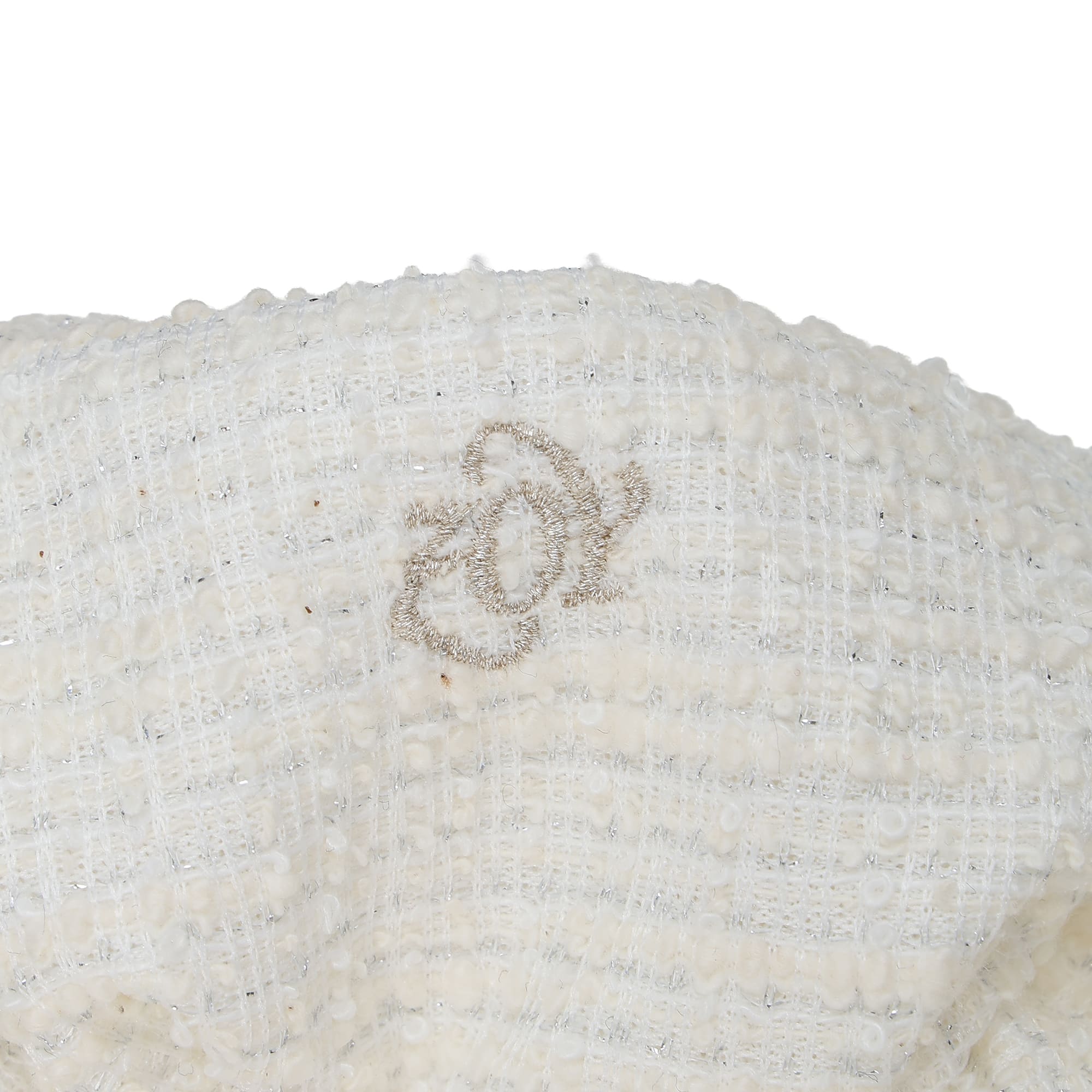 WOMEN シュシュ付きツイードキャップ ホワイト