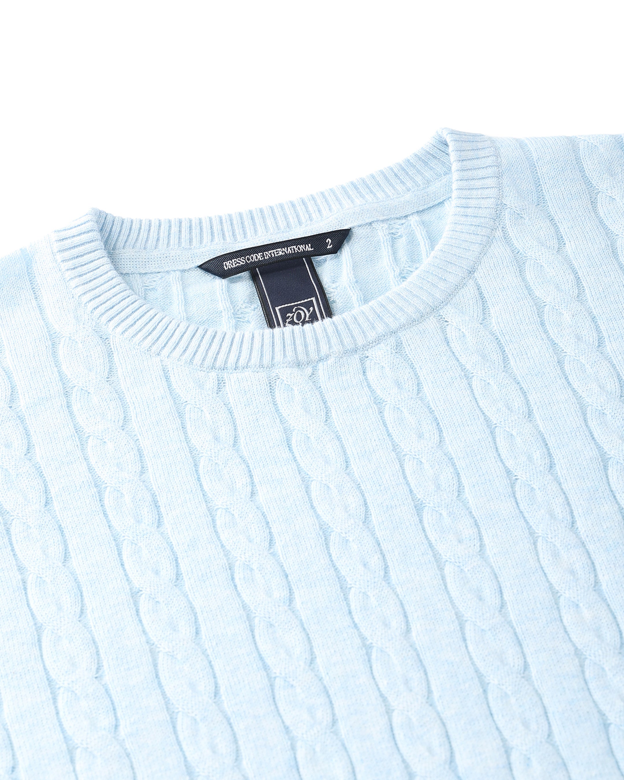 MEN ケーブルニット 長袖セーター ネイビー