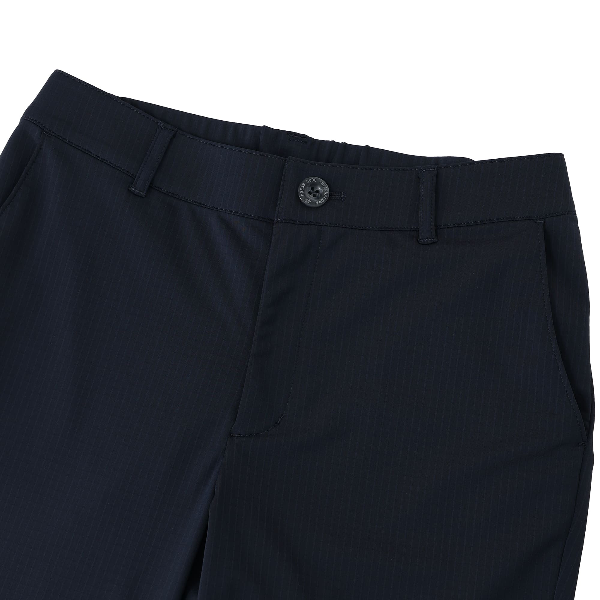 WOMEN シャドウストライプスーパーストレッチ ロングパンツ ネイビー 071654400