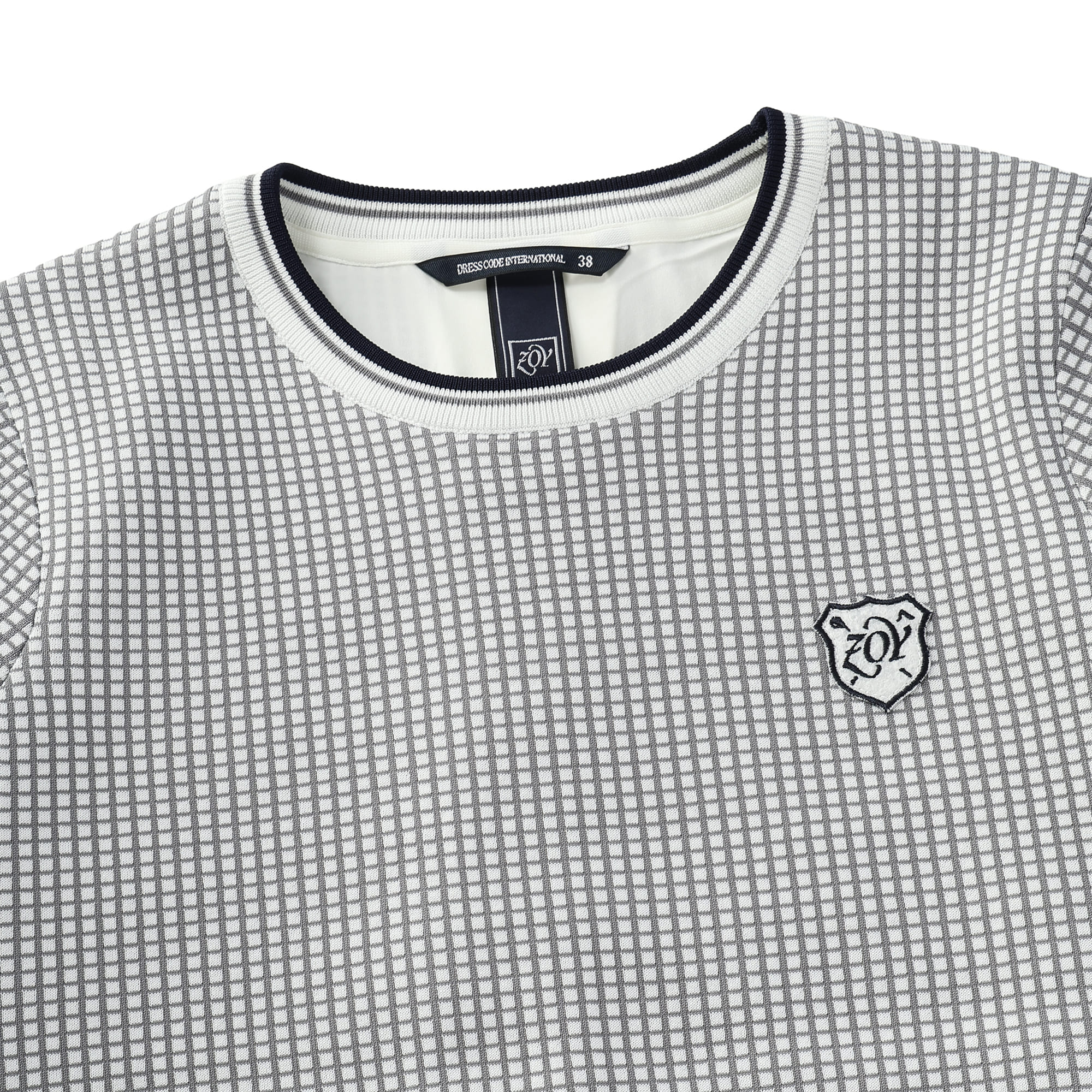 WOMEN グラフチェックWJQ 長袖セーター ネイビー