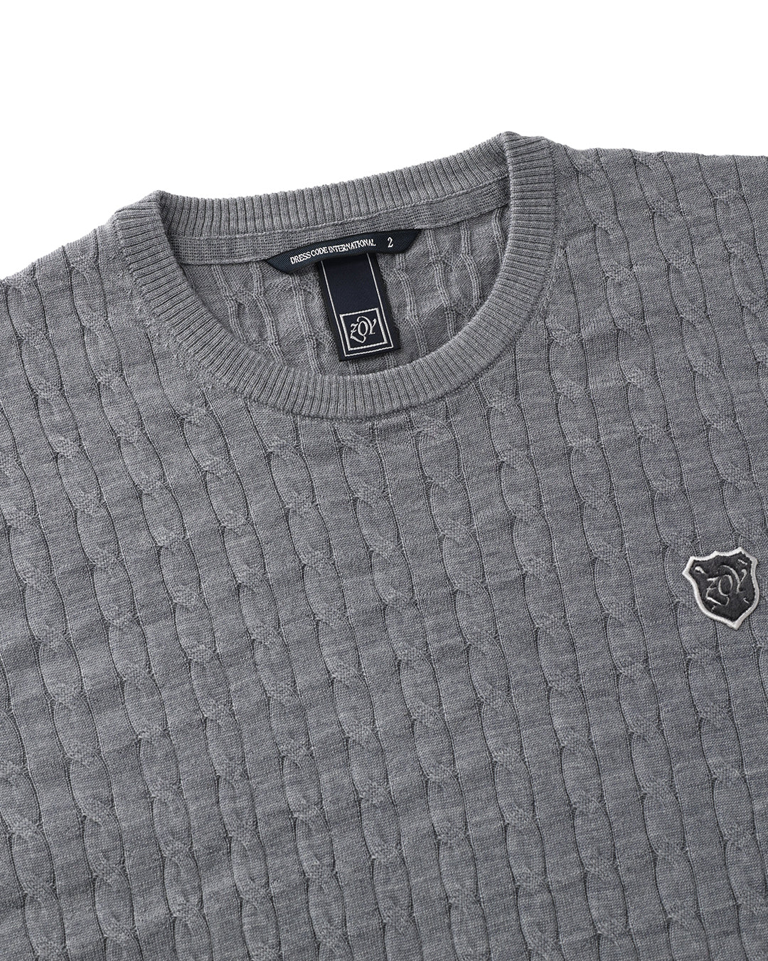 MEN エクストラファインメリノウール ケーブルニット長袖セーター ピーコックブルー