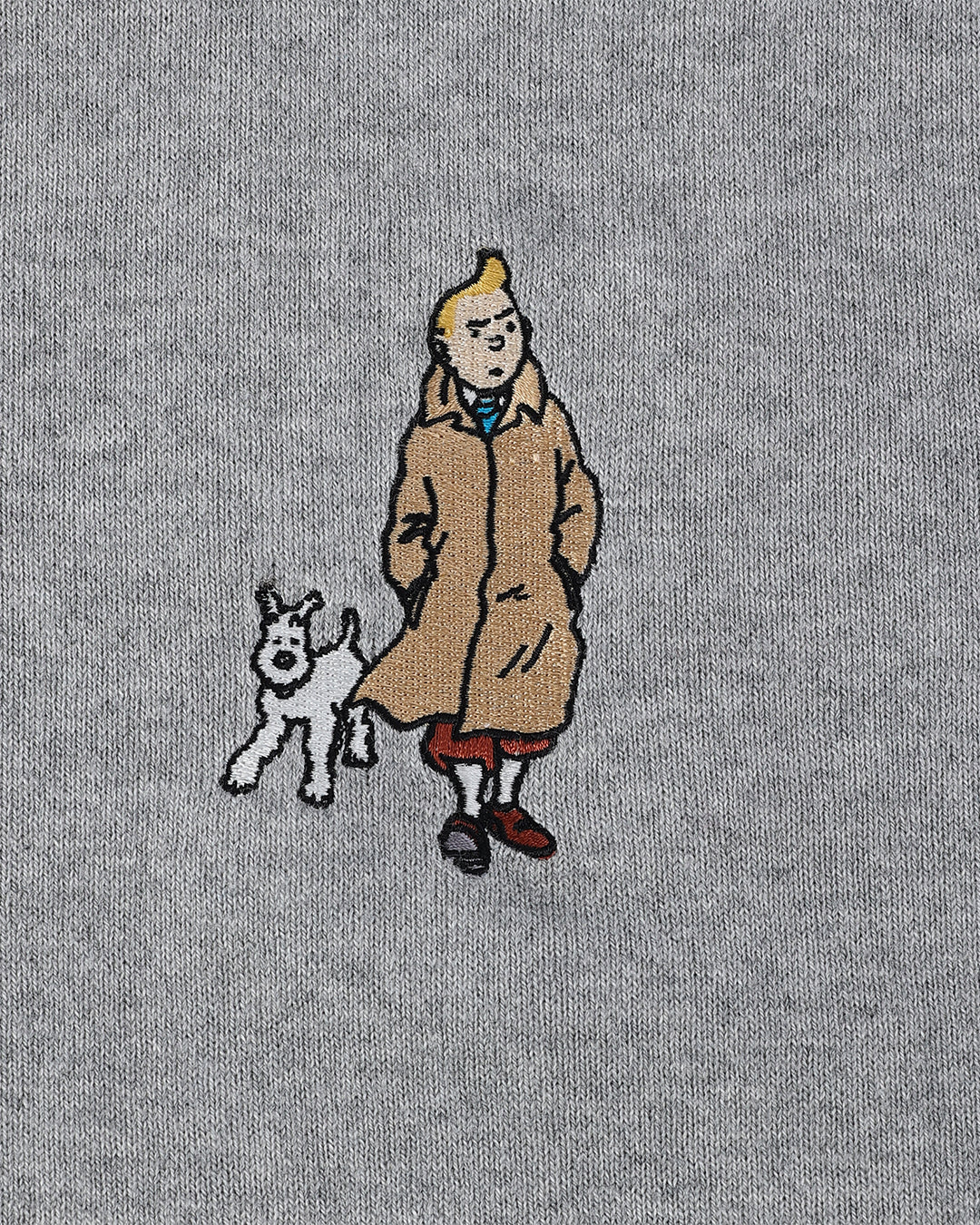 【 TINTIN × ZOY 】MEN コットンカシミヤ天竺 長袖セーター フランネルグレー