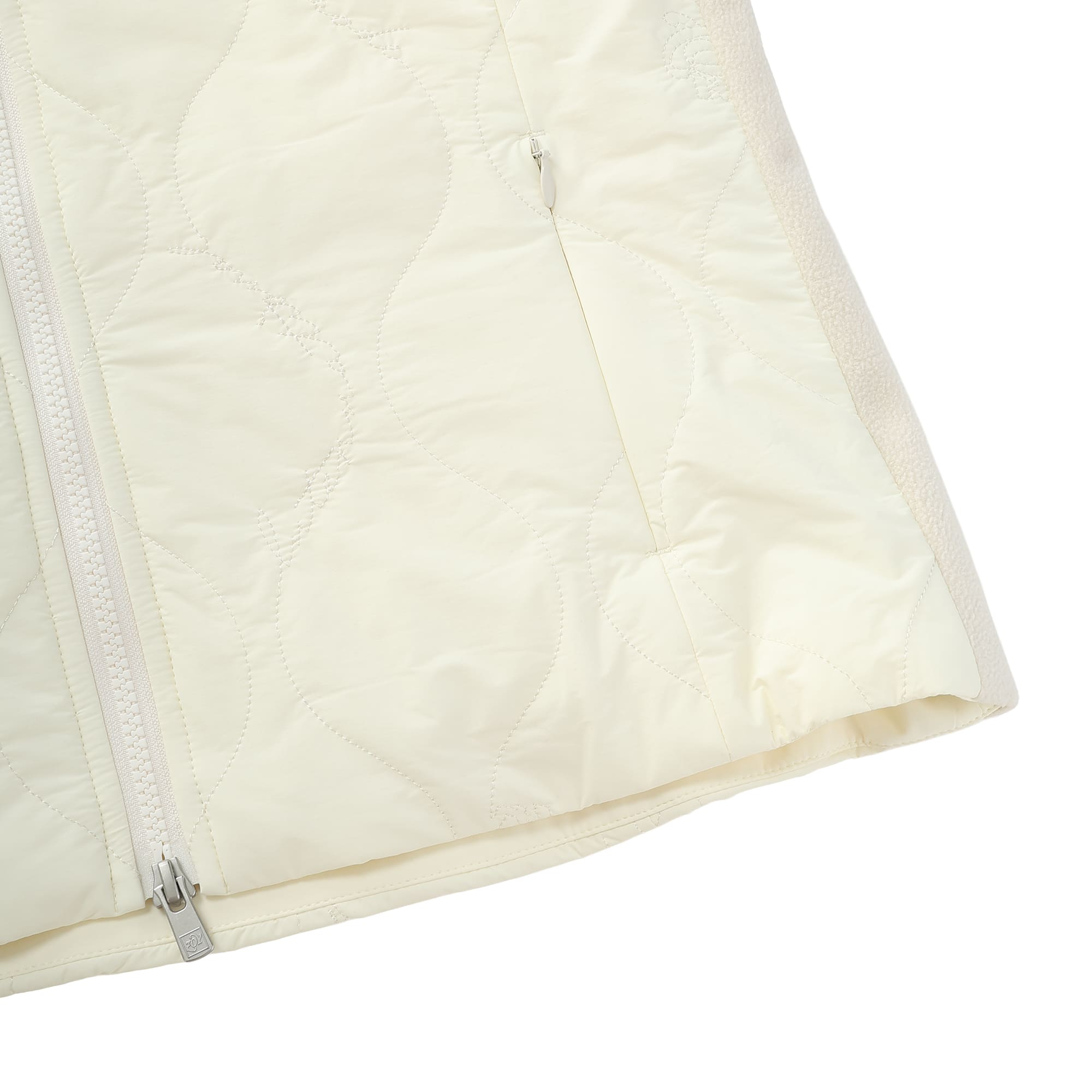 Women's Stretch Taffeta Quilted Padded Hooded Vest, Cream
