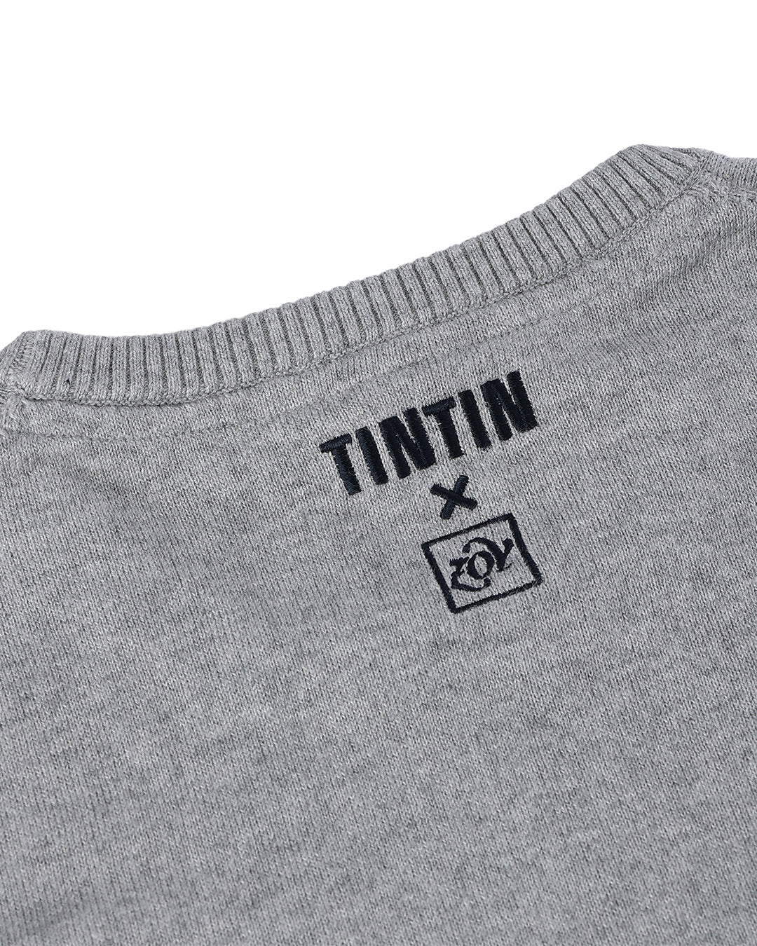 【 TINTIN × ZOY 】MEN コットンカシミヤ天竺 長袖セーター フランネルグレー
