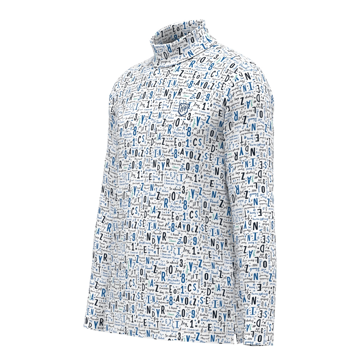 MEN タイポグラフィプリント 長袖シャツ スレイトブルー