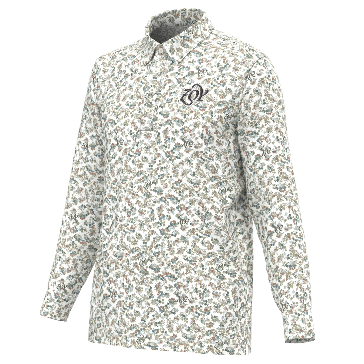 MEN フラワープリント 長袖シャツ チョーク