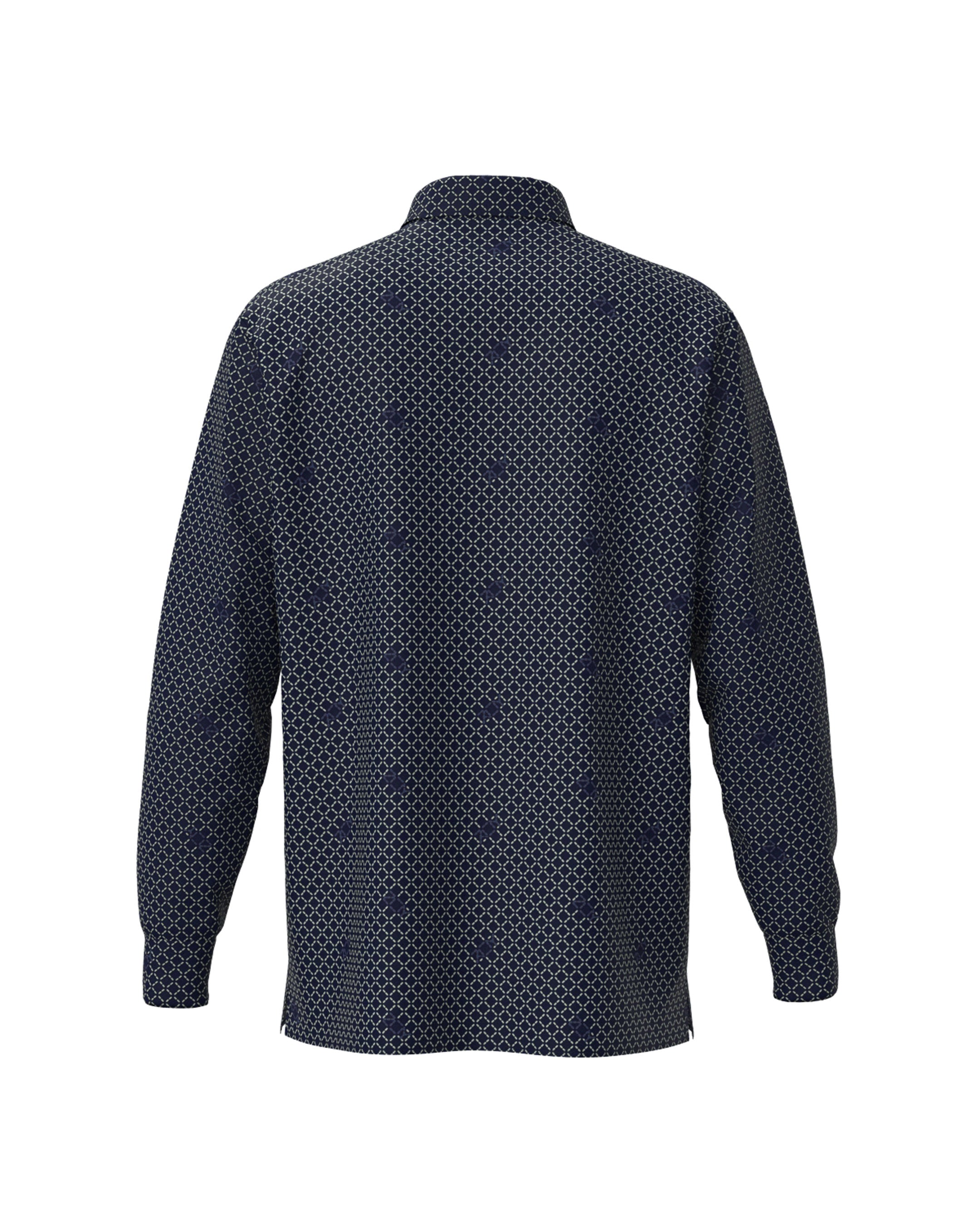 ZOY 　最新　秋　冬　ネイビー パターン柄 長袖ポロシャツ MENS｜シャツ / ポロシャツ
