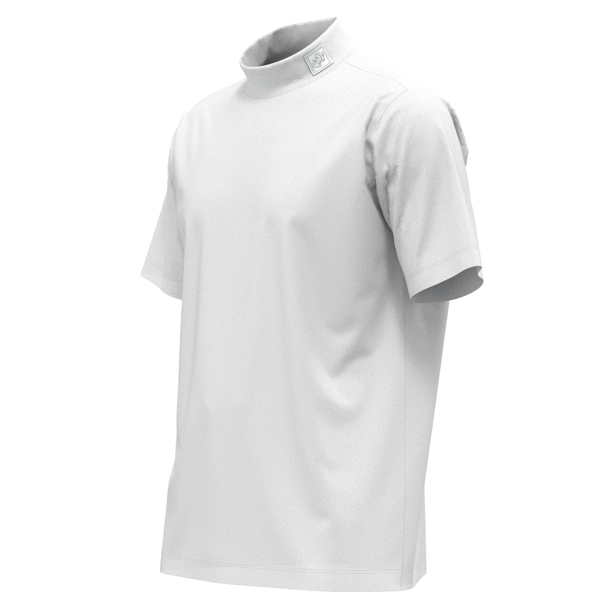 MEN ナイロン鹿の子ストレッチ 半袖シャツ ホワイト