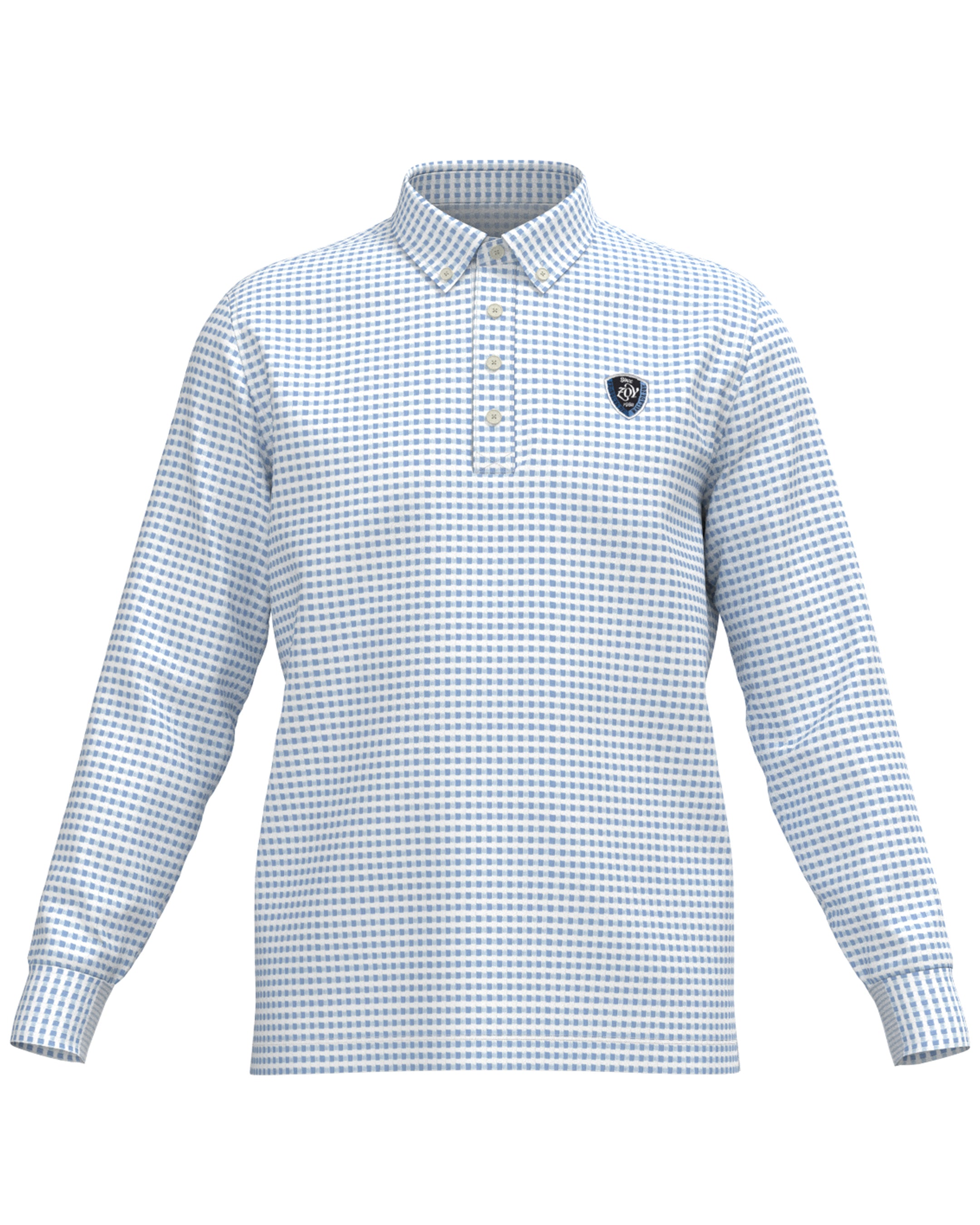 MEN HGJQニットギンガム 長袖シャツ サックス