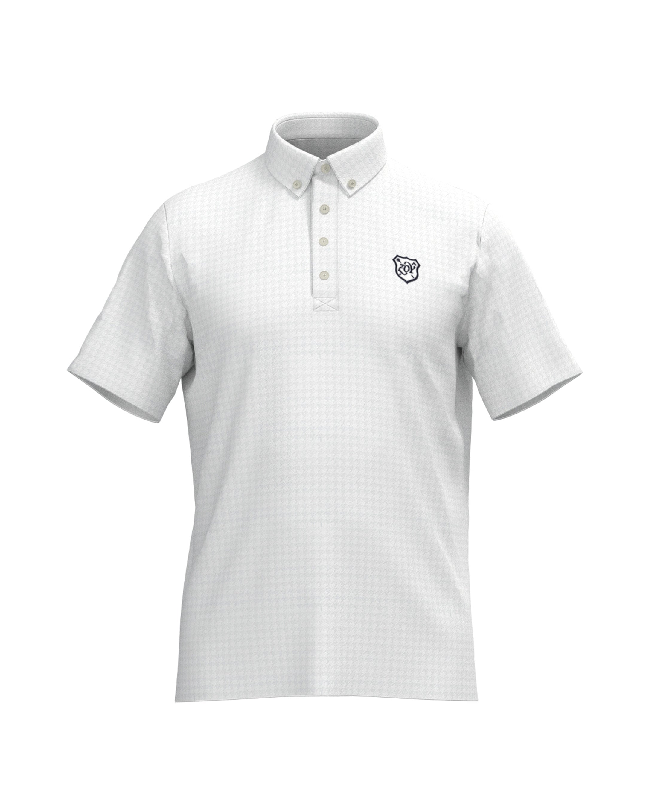 MEN HGJQニット千鳥 半袖シャツ ホワイト