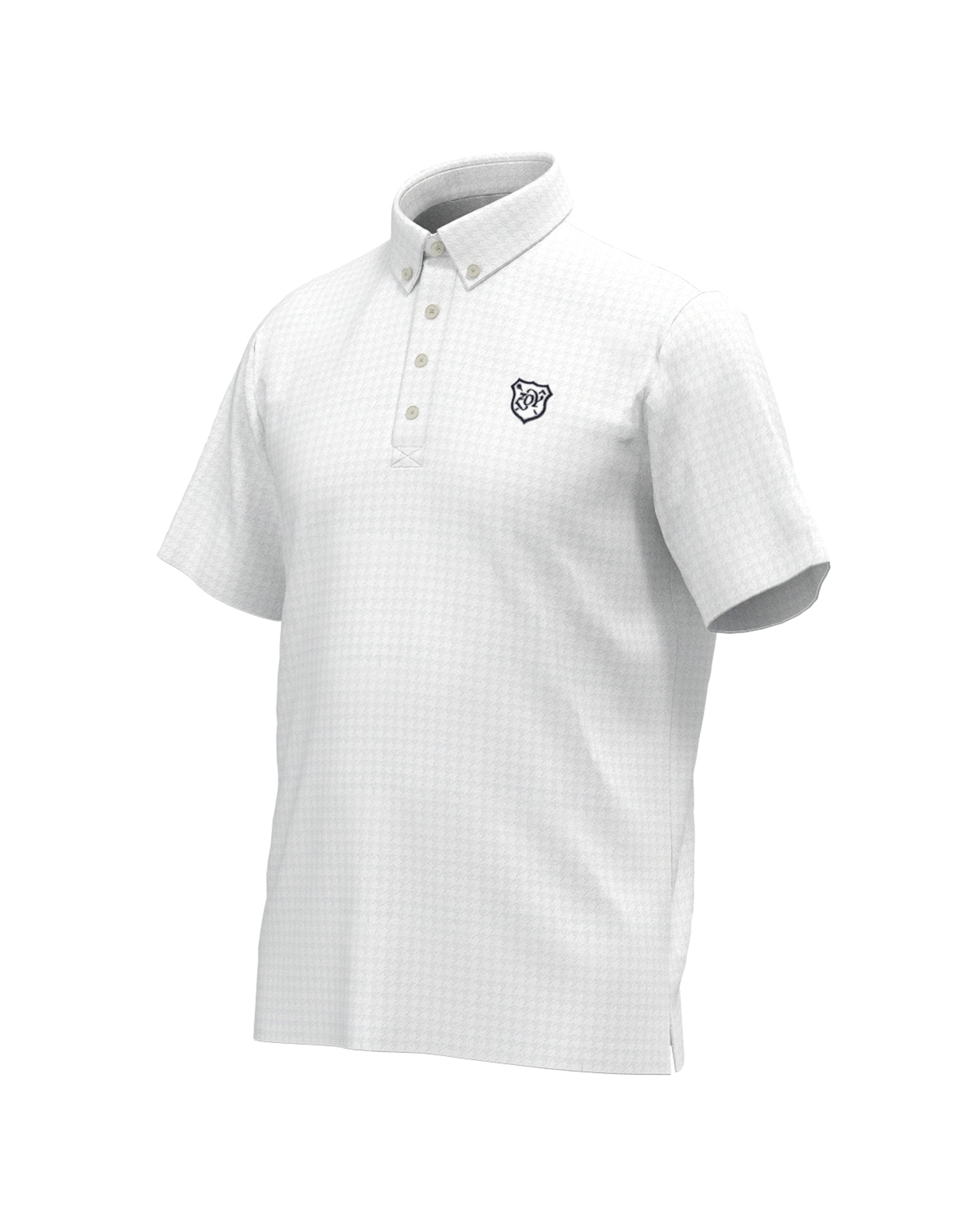 MEN HGJQニット千鳥 半袖シャツ ホワイト