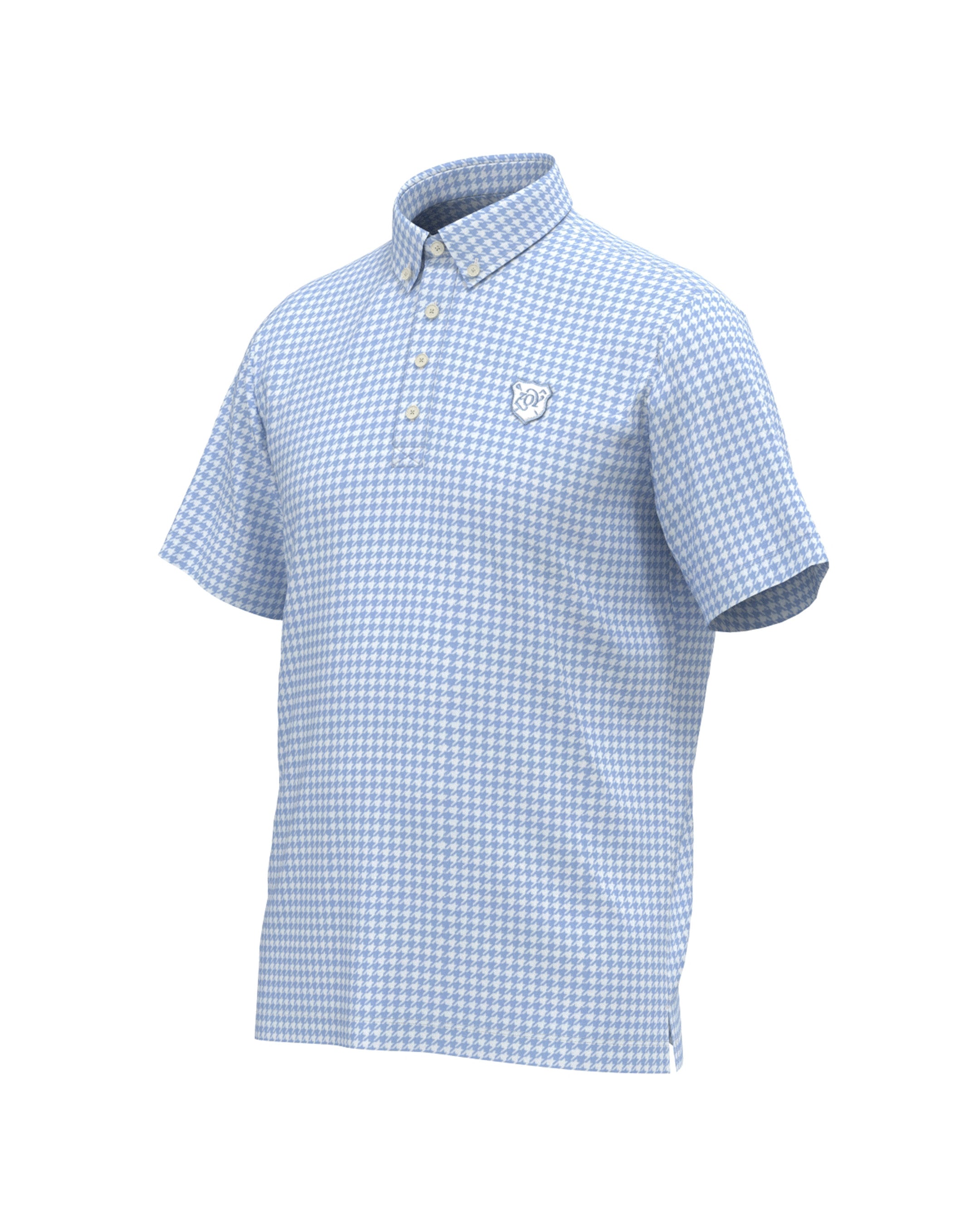 MEN HGJQニット千鳥 半袖シャツ ブルー