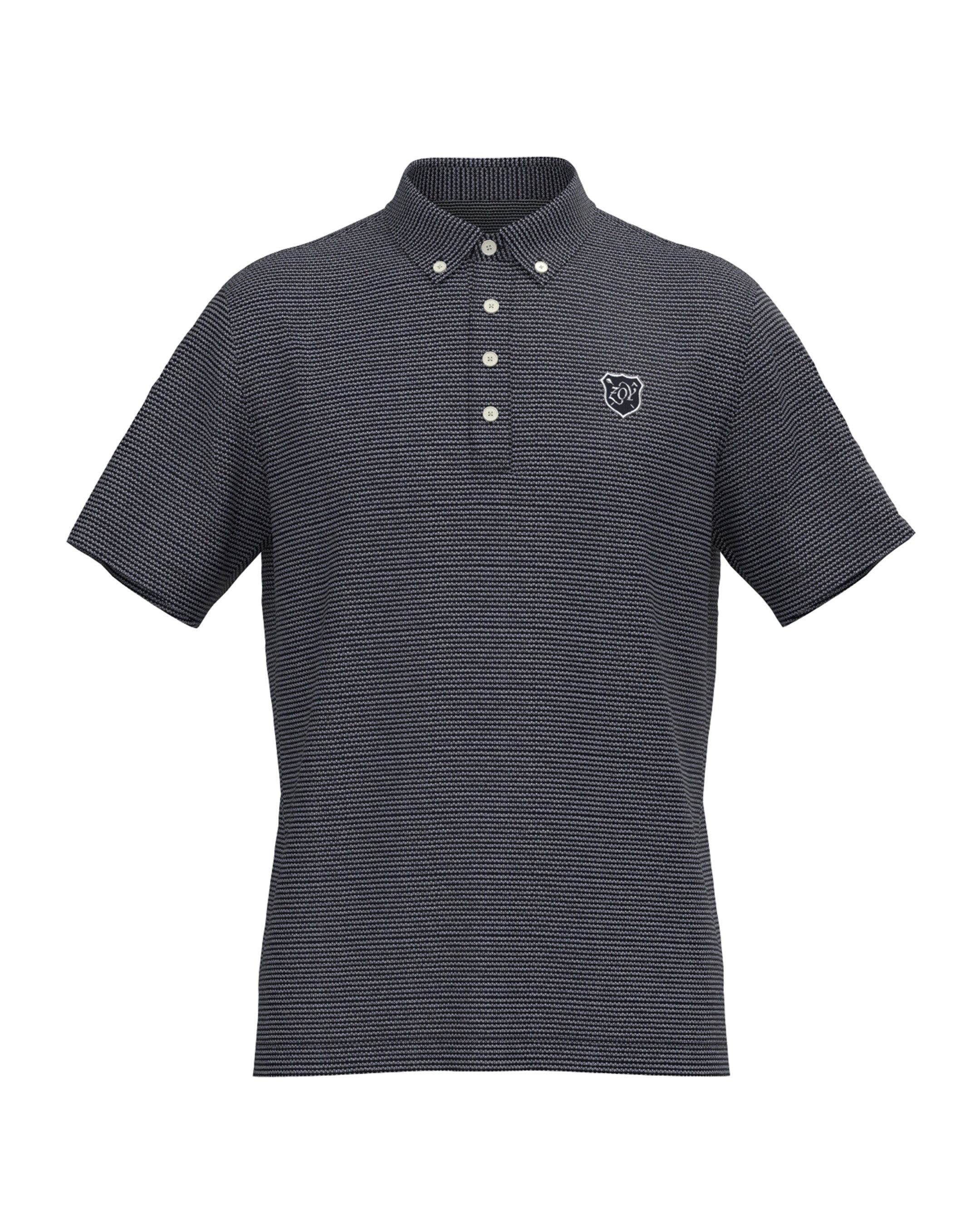 MEN COOLMAXハニカムボーダー 半袖シャツ ネイビー