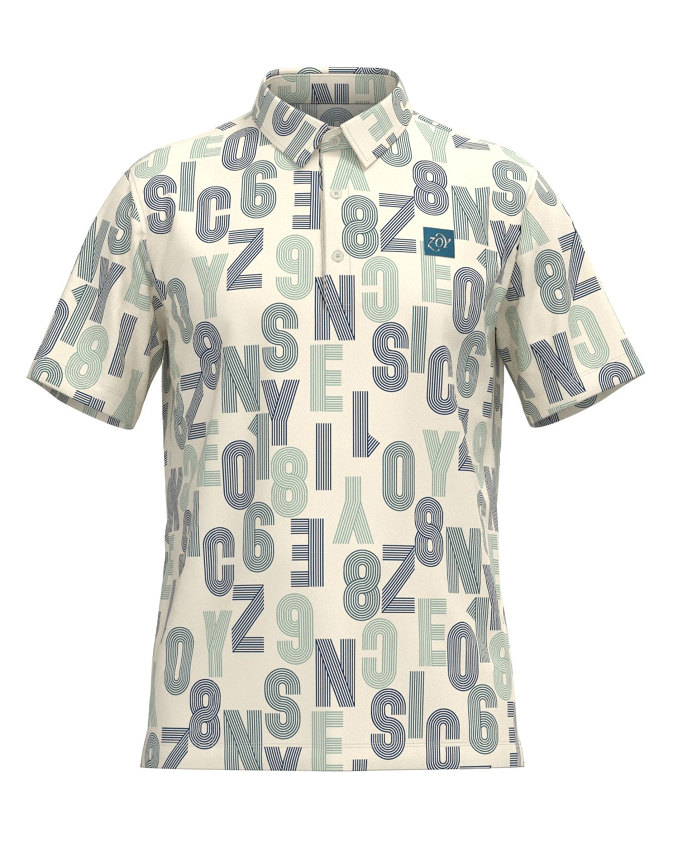 MEN Track Logo Print Short Sleeve Polo Shirt Marine Blue