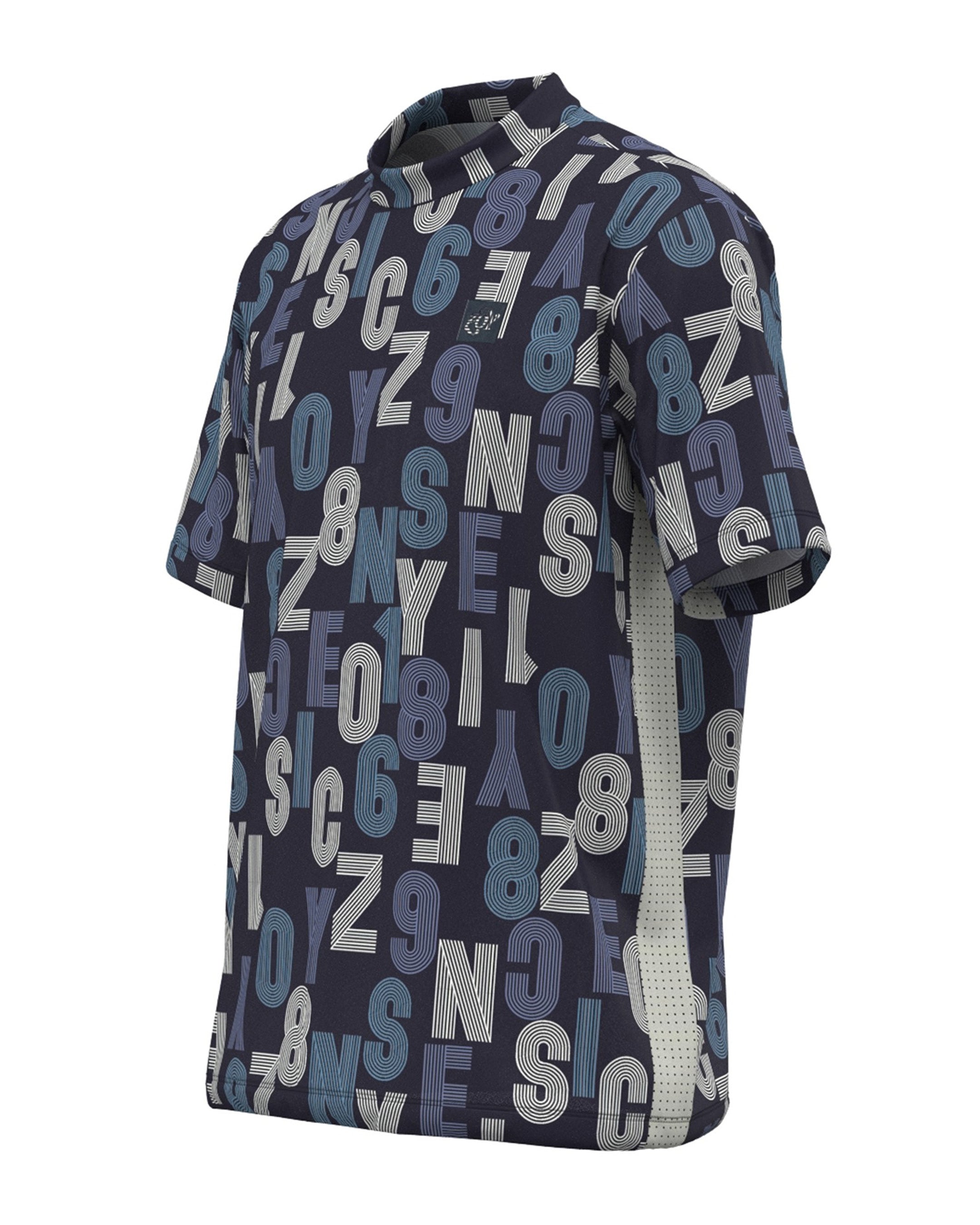 MEN Track Logo Printed Short-Sleeve Mock Neck Shirt Eggplant